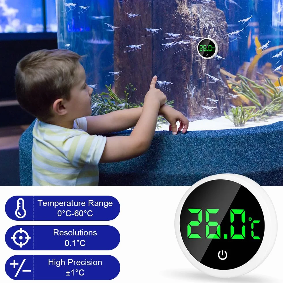 Flintronic Thermomètre d'Aquarium Numérique, Affichage LED, Capteur de Température Haute Précision