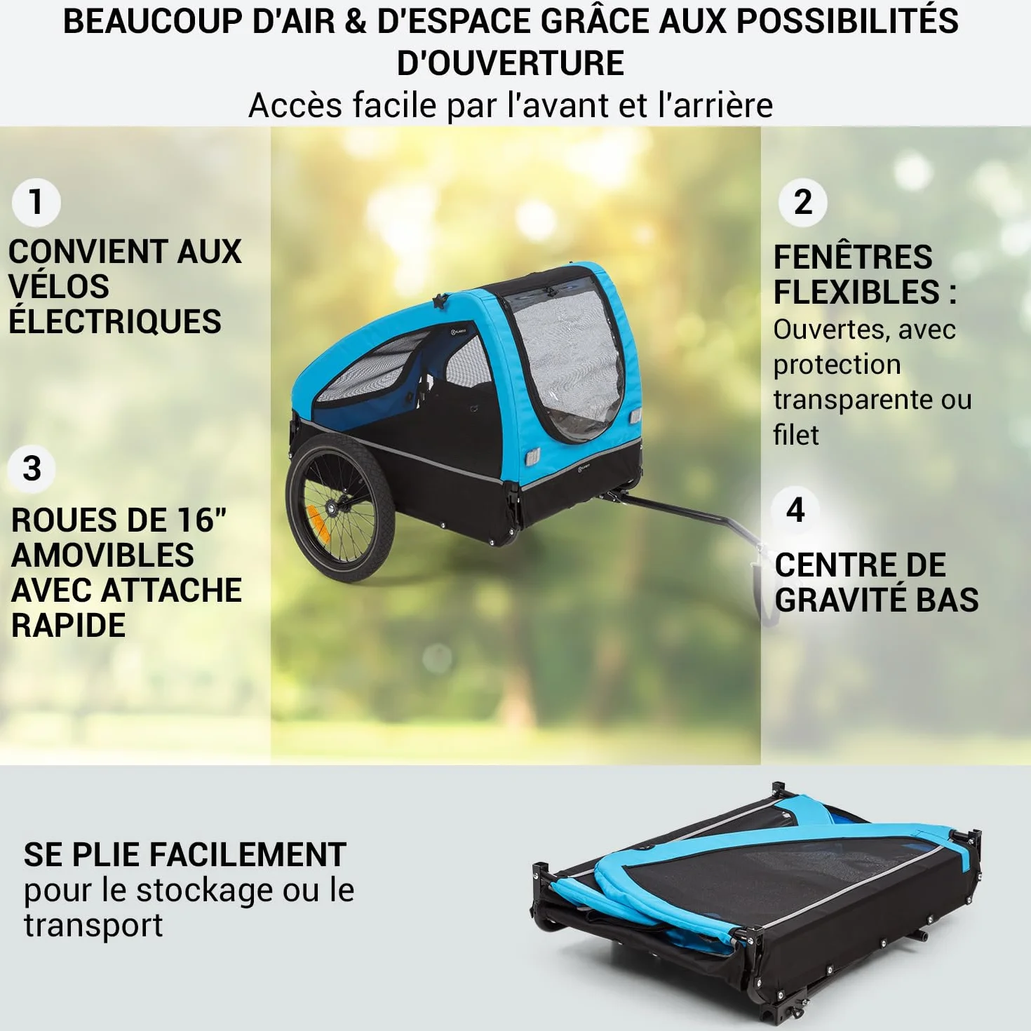Klarfit Husky remorque à vélo pour Chien