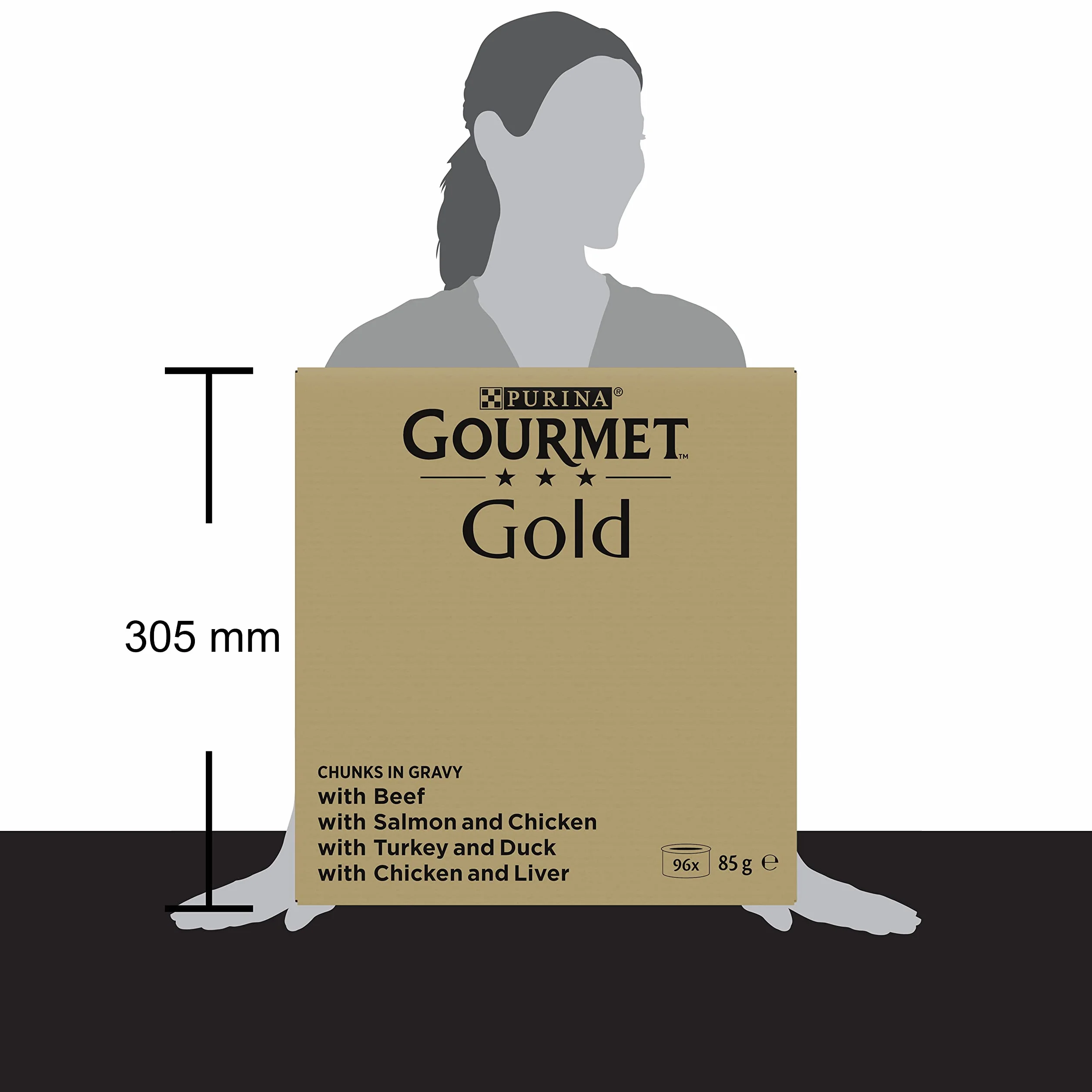GOURMET | GOLD | Les Noisettes | Chat Adulte | Effilés en sauce | Bœuf, Poulet-Foie, Dinde-Canard, Saumon-Poulet |Portions Repas | Boite | 96 x 85 g