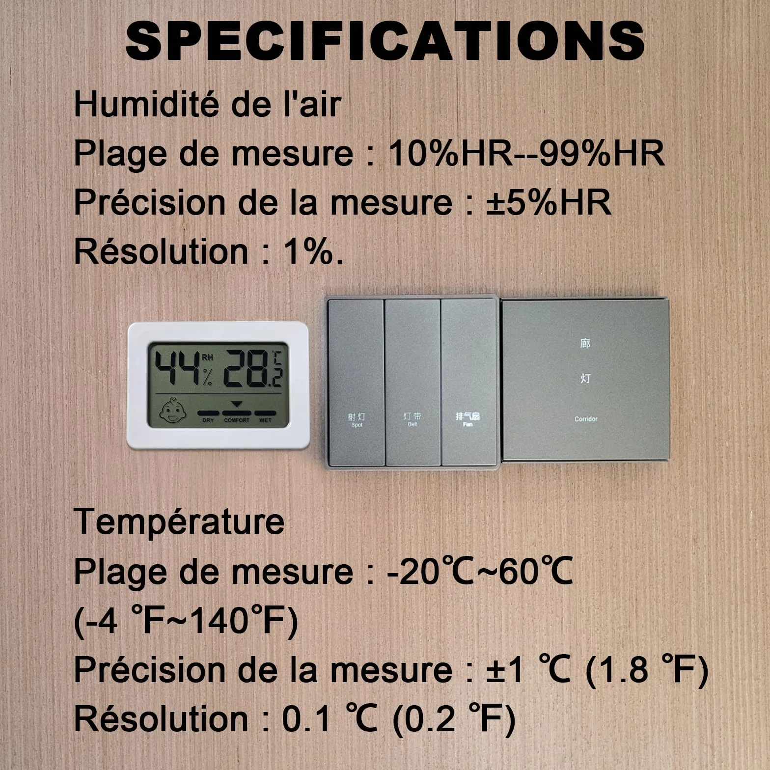 Faburo Petit Thermomètre Hygrometre Intérieur 4PCS Mini Thermomètre Hygromètre Numérique, Thermo Hygromètre Indicateur Digital à Haute Précisio, Moniteur de Température et Humidité pour Maison Reptile