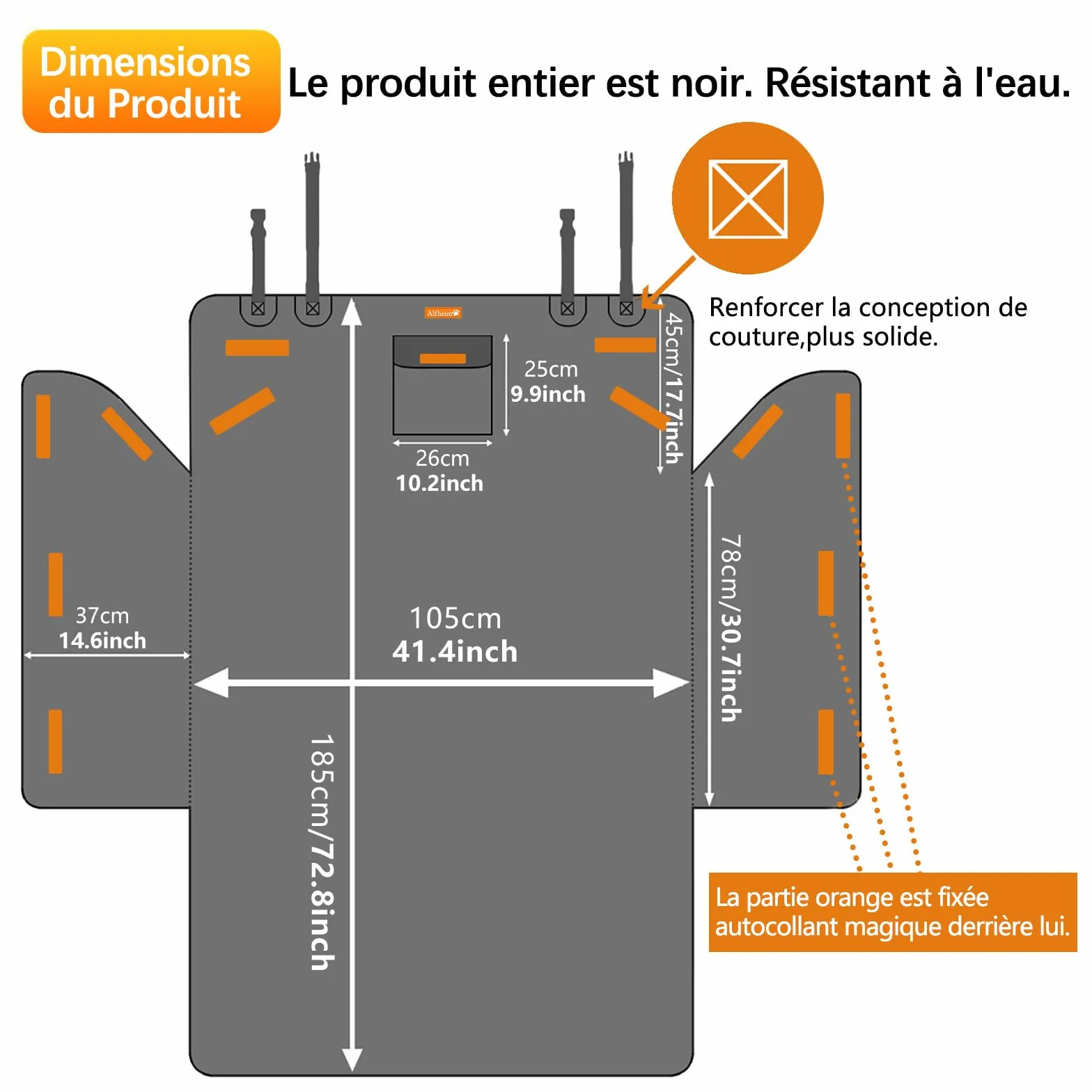 Alfheim Housse Protection Coffre Voiture Couverture Dossier Siège Chien Tapis Voyage Imperméable Antidérapant Universel Camion Voiture SUV Noir