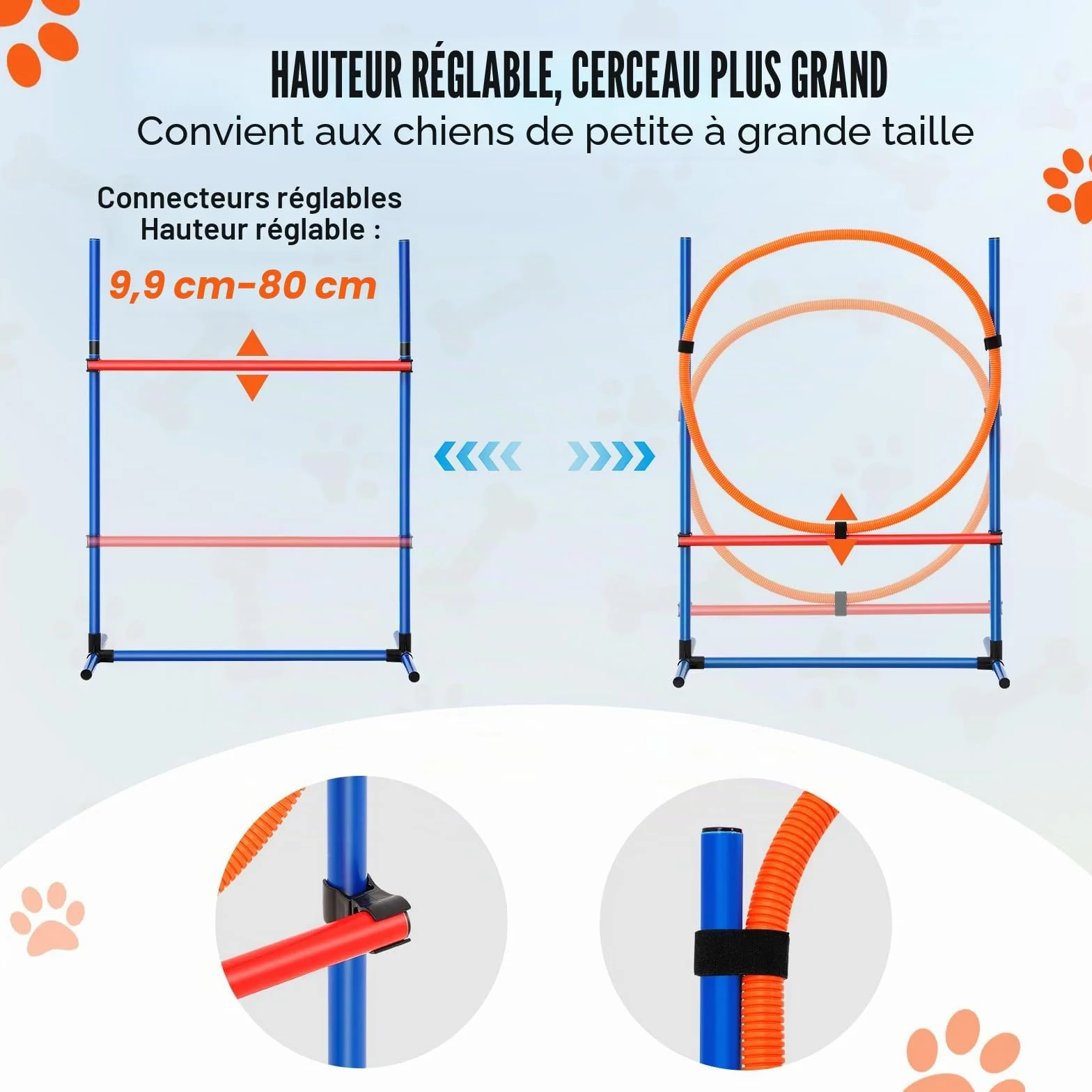 VEVOR Équipements d'Entraînement Agilité pour Chien, Ensemble 4PCS, Parcours Obstacles avec Haies Réglables