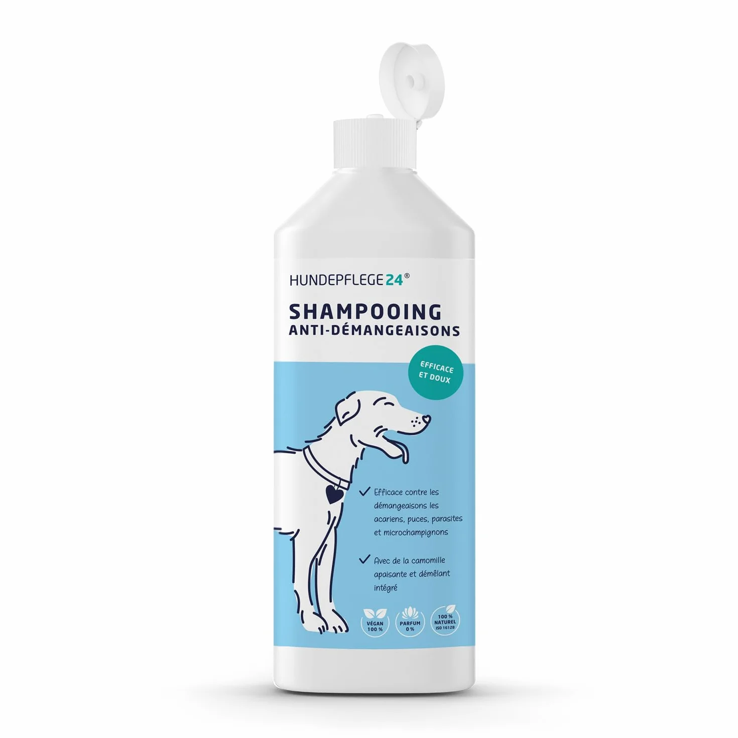 Shampooing Chien Antidémangeaison 500ml - Aide Contre Les démangeaisons, acariens, puces & infections fongiques - Shampooing Naturel pour Chien + Nettoyage et Soin antibactérien