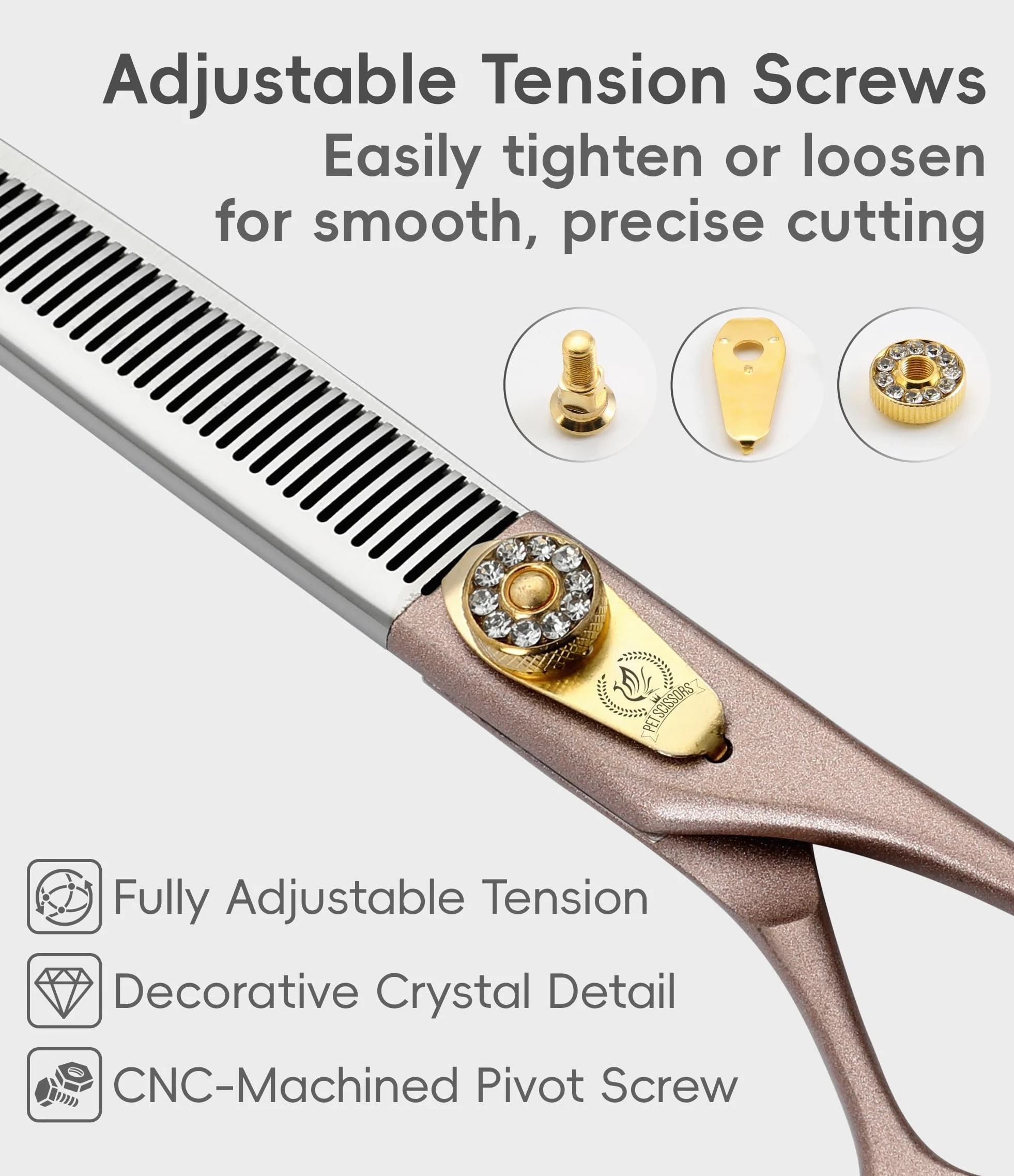 Ciseaux à effiler professionnels pour chien et chat - 19,2 cm - Ciseaux de toilettage pour animaux domestiques - 440C - Ciseaux à effiler pour chiens - 50/56 dents