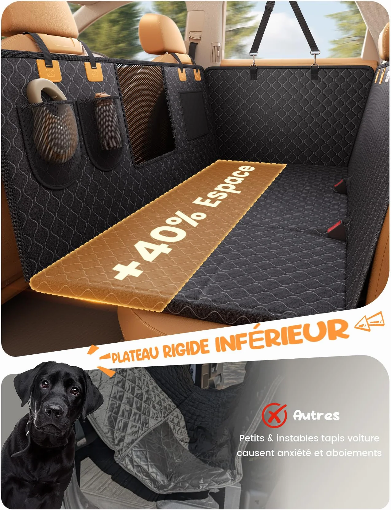 Lamicall Housse Siège Voiture pour Chien - Imperméable Anti-déchirure avec Fenêtre de Visualisation pour SUV Petits Camions