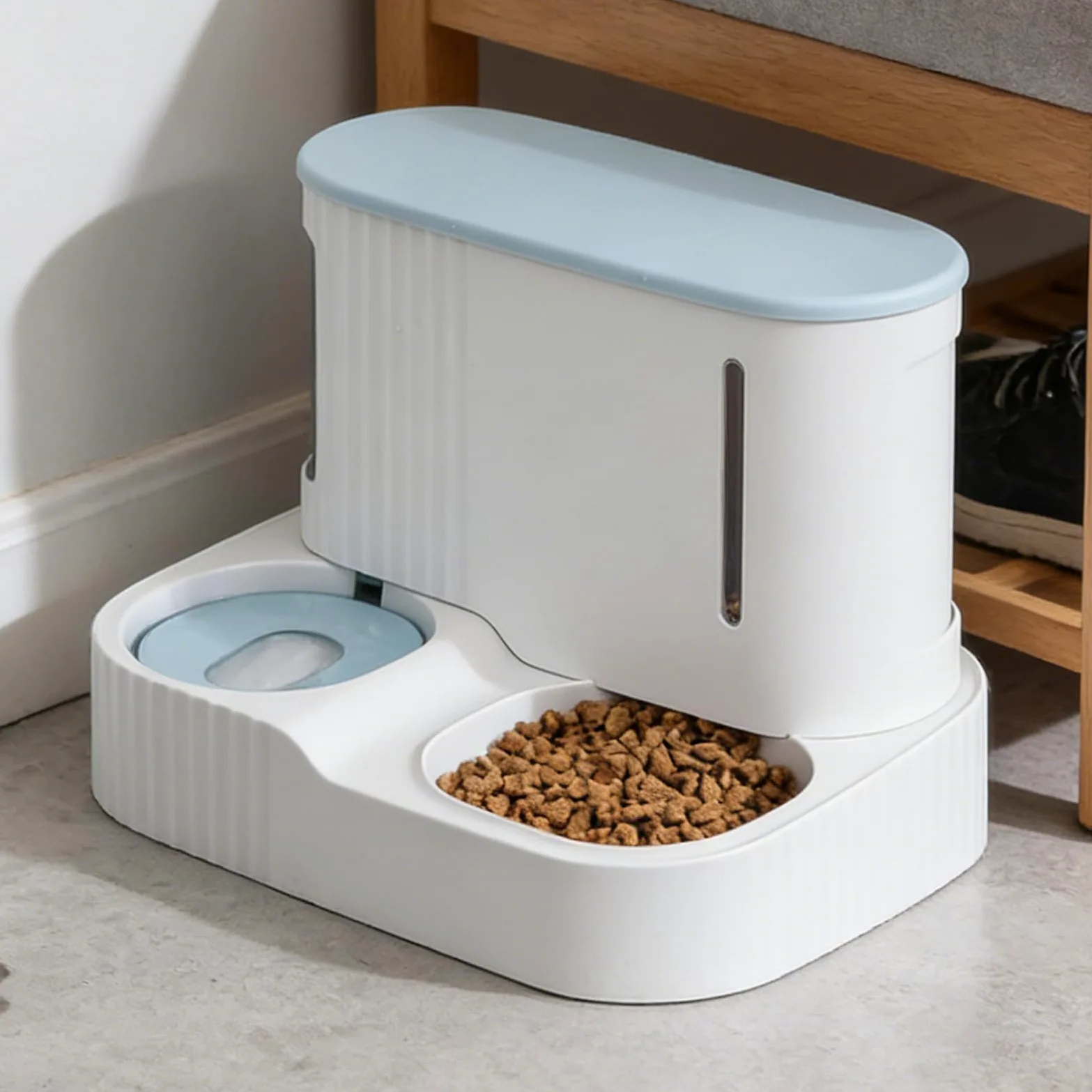 Distributeur de Nourriture et d'eau Automatique pour Chat,Fontaine À Eau Animaux 2 en 1 - Doseur Détachable De Croquettes pour Chat De 3L - pour Chaton