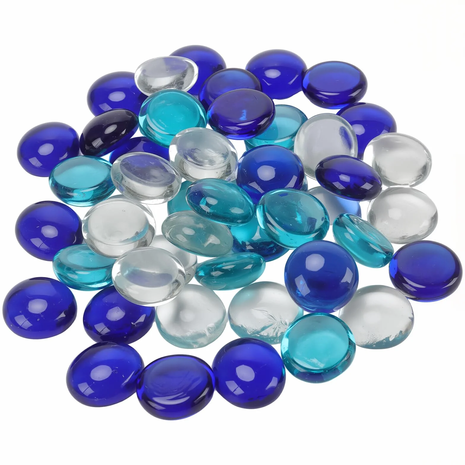 PINGEUI Lot 500 galets en verre décoratifs 17-19 mm transparent bleu mer pour vase aquarium pot fleurs