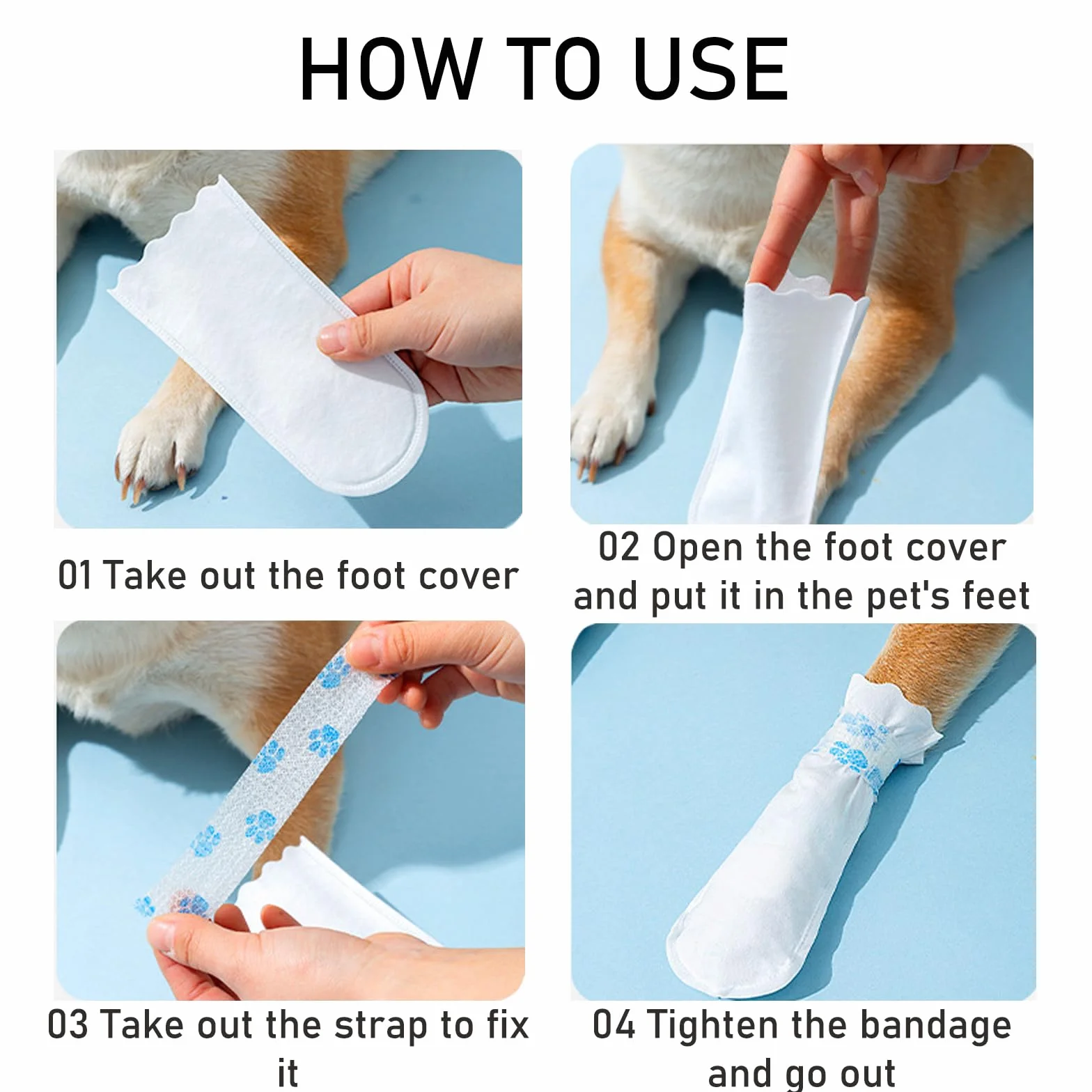 Chaussettes Jetables pour Chiens 60 Pièces, Chaussures Antidérapant, Bottes Imperméables Protection Pattes