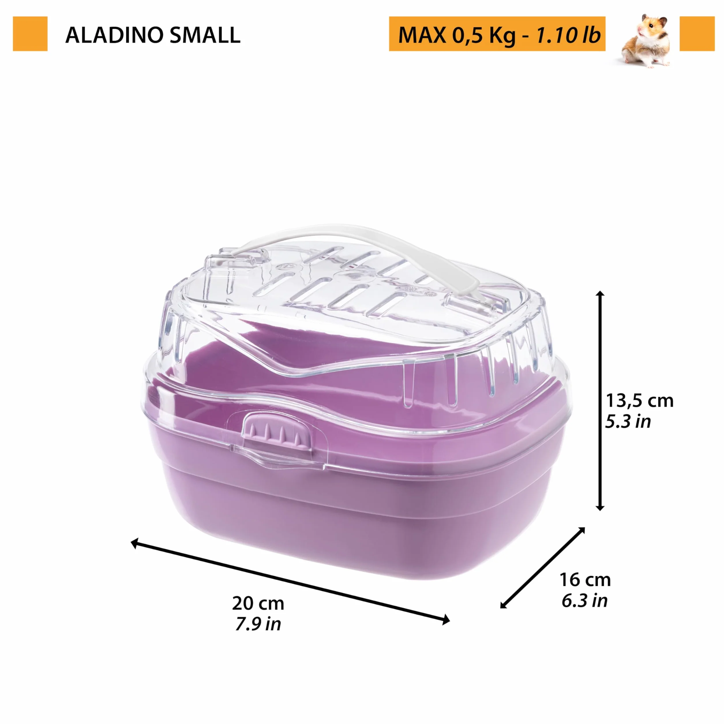 Ferplast ALADINO Petite Cage de Transport pour Hamsters et Petits Rongeurs, 20 x 16 x h 13,5 cm, Vert