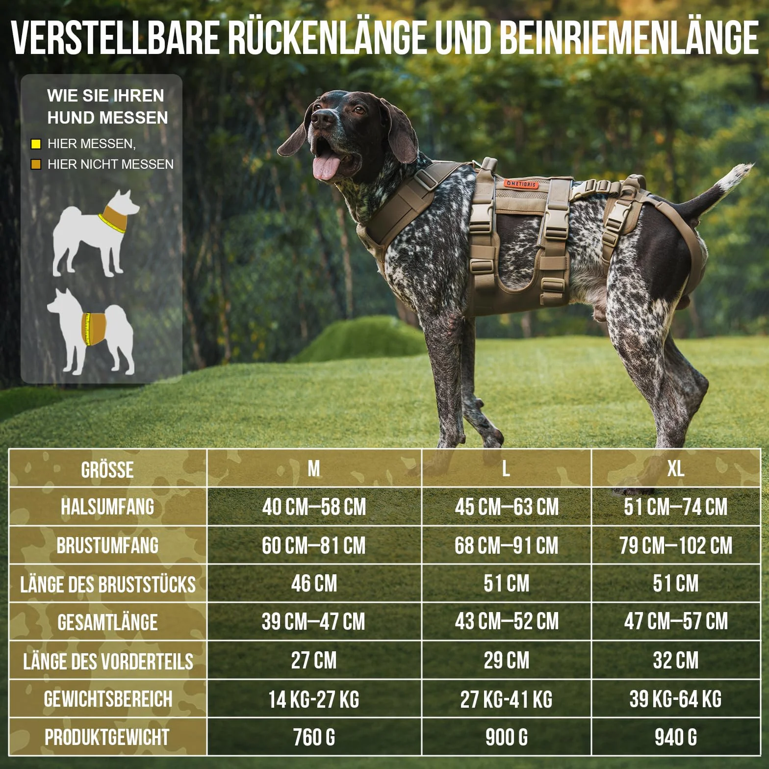 OneTigris SKYEWALKER Harnais pour chien réglable, soutien rééducation, taille moyenne et grande, marron, XL
