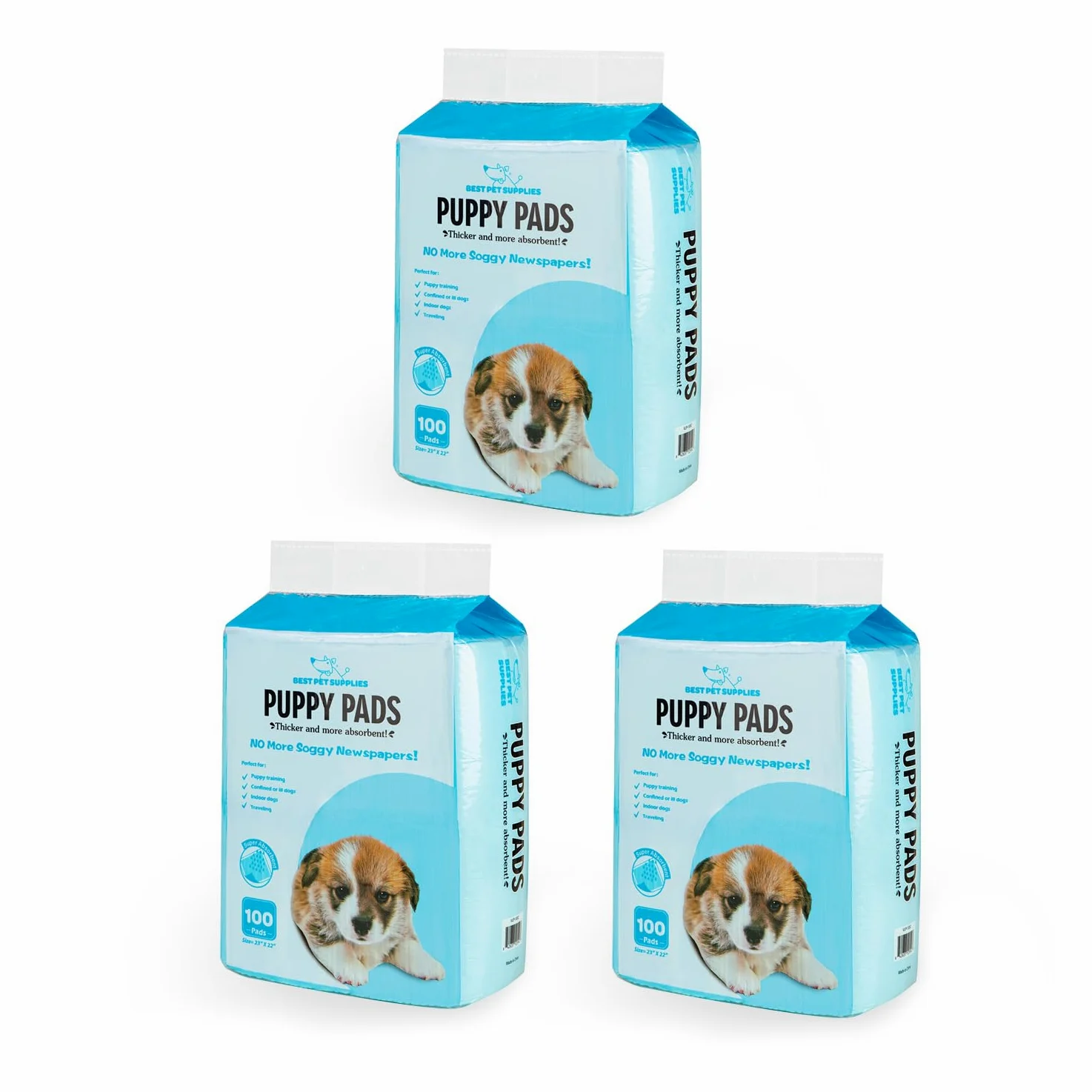 Best Pet Supplies Lot de 300 Tapis jetables pour Chiots et Chiens de Dressage, Ultra absorbants, résistants aux fuites et sans Trace pour Animaux de Compagnie d'intérieur, Protection du Sol – Bleu