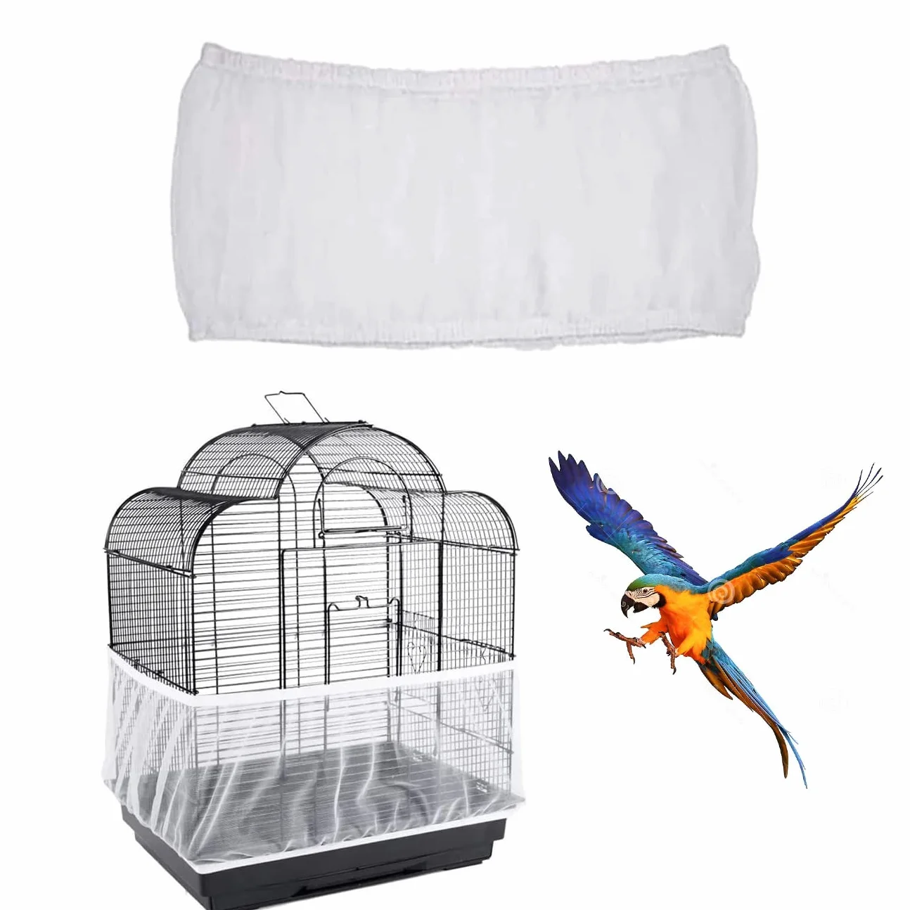 Housses Anti Graine pour Cage à Oiseaux, Nylon Filet de Protection Lavable, Ventilé Antipoussière, Réglable 140-220cm