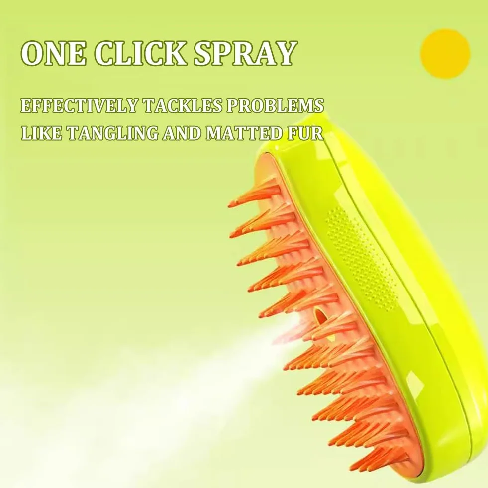 Cat Brush 3 In1 Self Cleaning Steam Cat Brush for Massage Tangled Hair Yellow