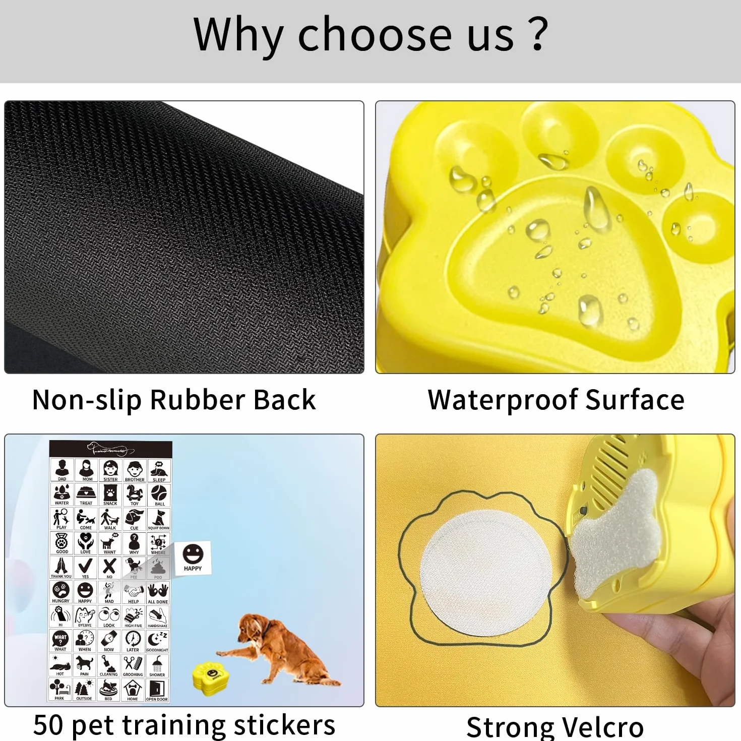 Lot de 5 Boutons pour Chien,Bouton Chien,Boutons de Communication pour Chien,Entraînement des Animaux de Compagnie,Bouton pour la Communication - 30 Secondes d'enregistre,Ment Vocal