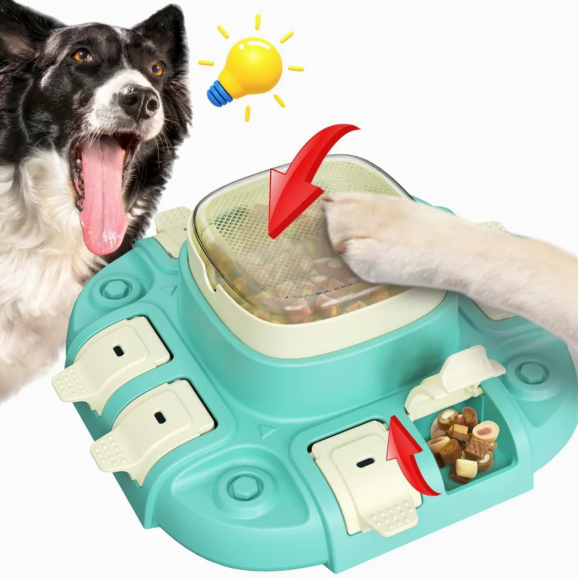 Jouet puzzle interactif pour chien, alimentation lente, fonction de distribution de friandises, idéal pour l'entraînement et le divertissement du QI, convient à toutes les races de chiens