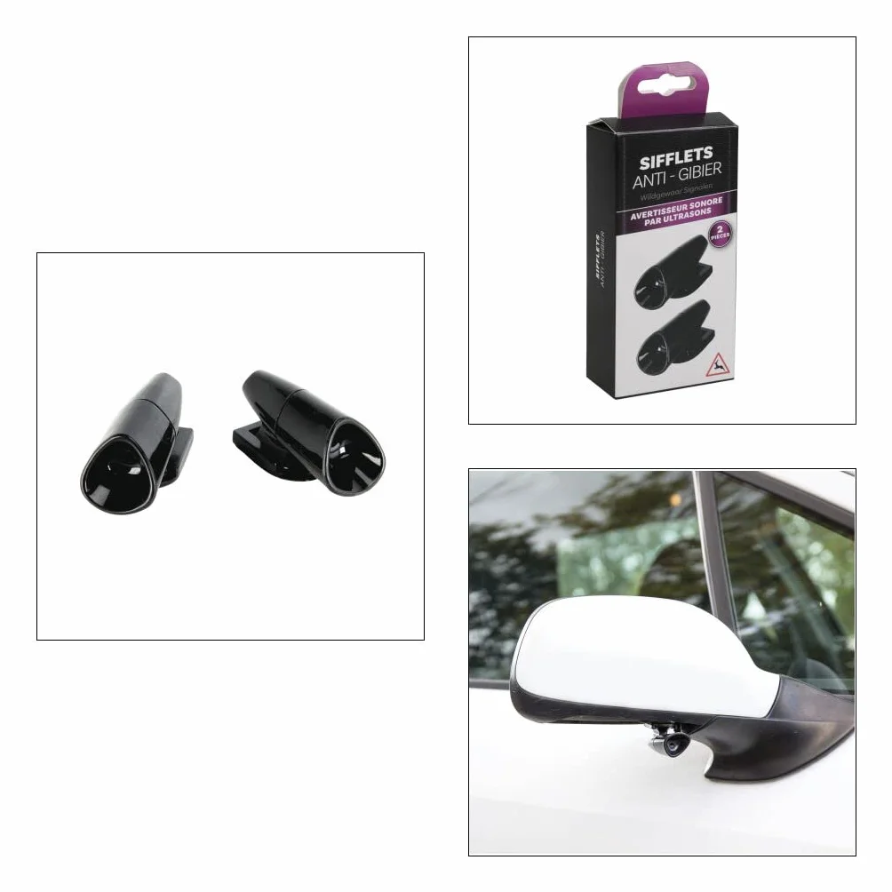 SIFFLET ANTI GIBIER X 2, Noir, 57 x 28 x 23 mm