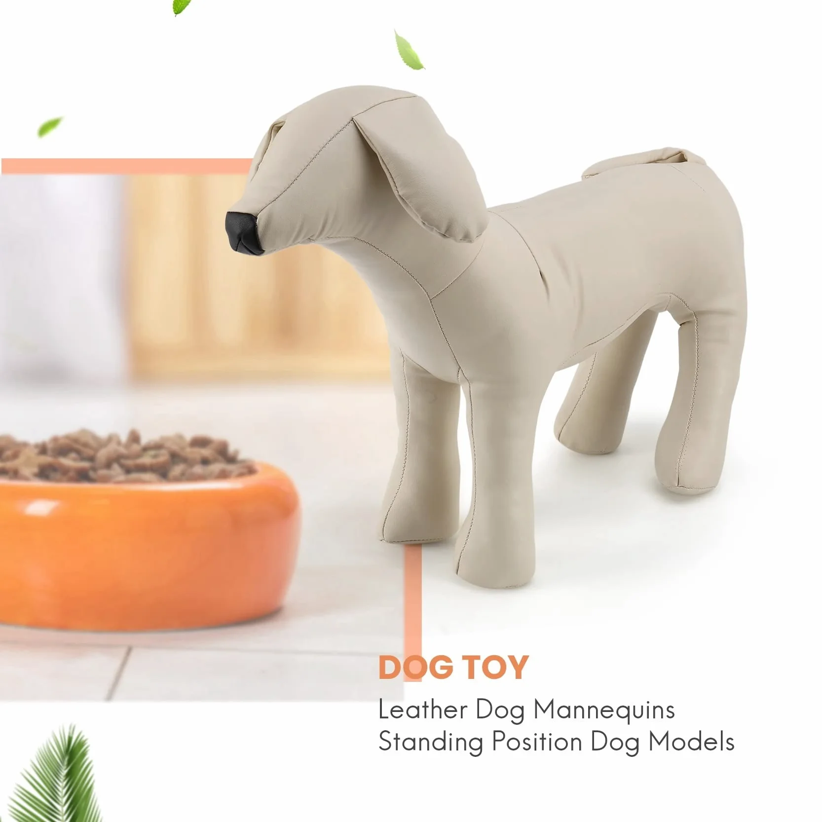 Mannequins de chien en cuir blanc position debout