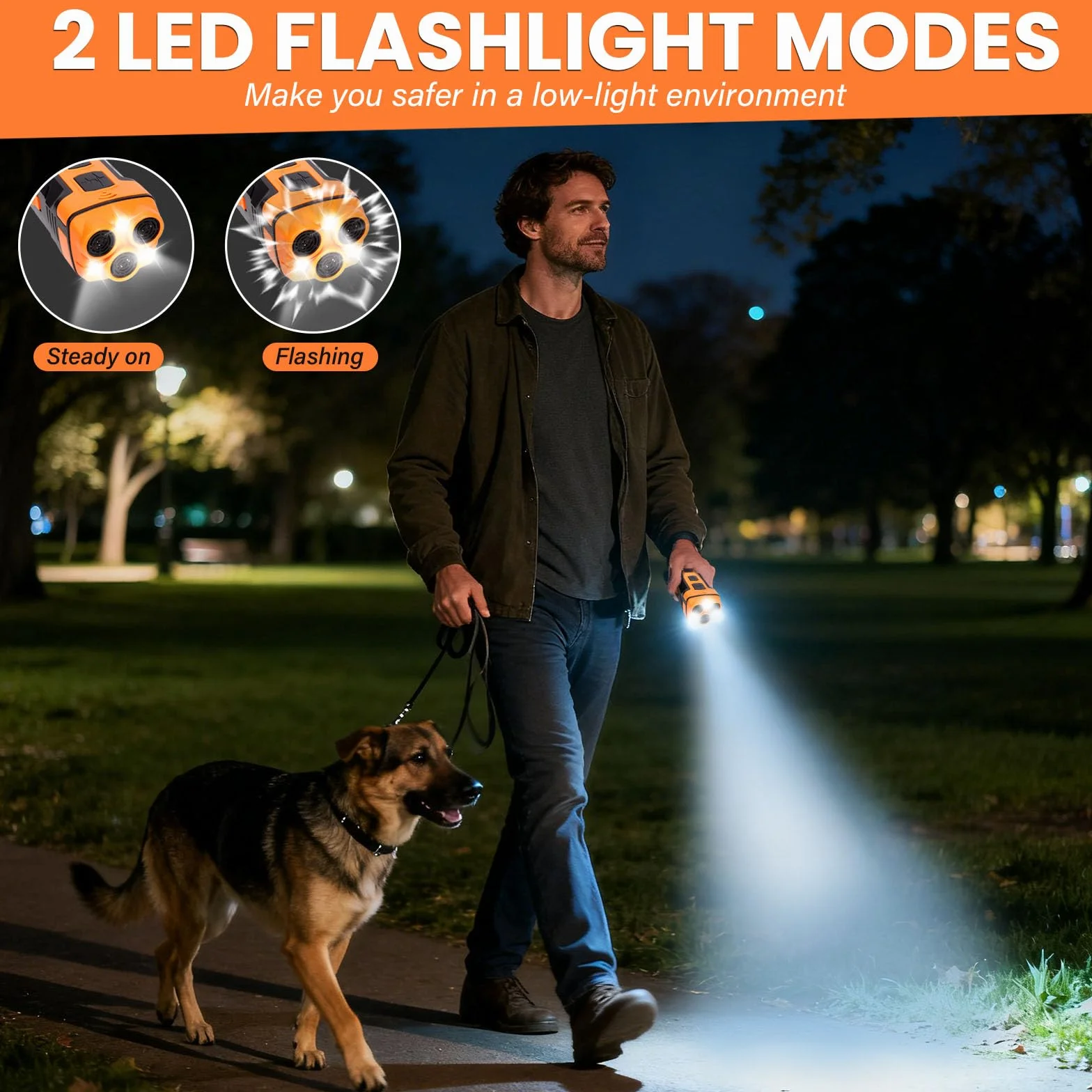 Appareil de Dissuasion à Ultrasons pour Chien, 3 Modes Anti-Aboiement, Portée 10M avec Lampe de Poche