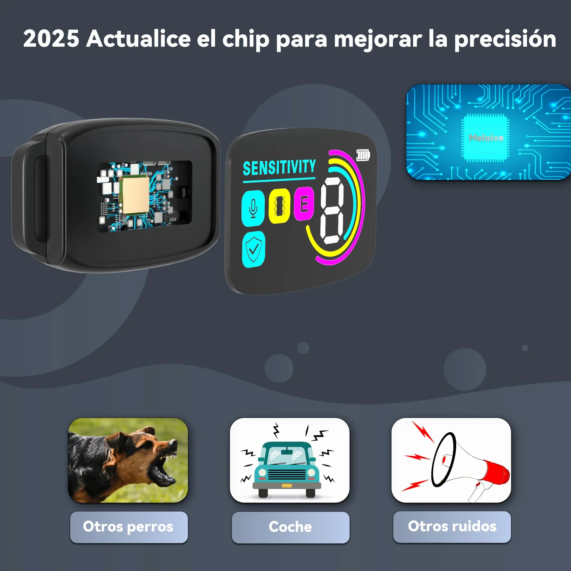 Collier Anti Aboiement Chien, Détection Intelligente, 4 Modes Vibration/Choc/Son, 8 Niveaux, Rechargeable