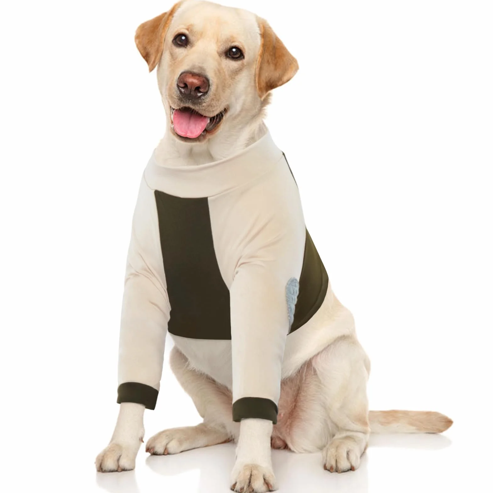 Lelepet Manchon de Récupération de Jambe Avant pour Chien, Chemise de Protection du Coude, Pyjama Court Respirant pour éviter Léchage, Vert 3XL