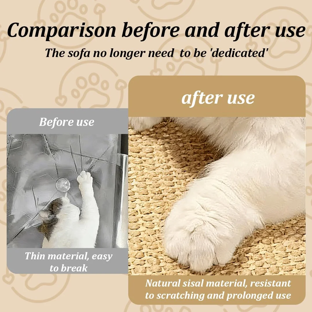 Tapis à griffer en sisal pour lapins et chats, soin naturel des pattes et des dents, tapis de grattage en chanvre