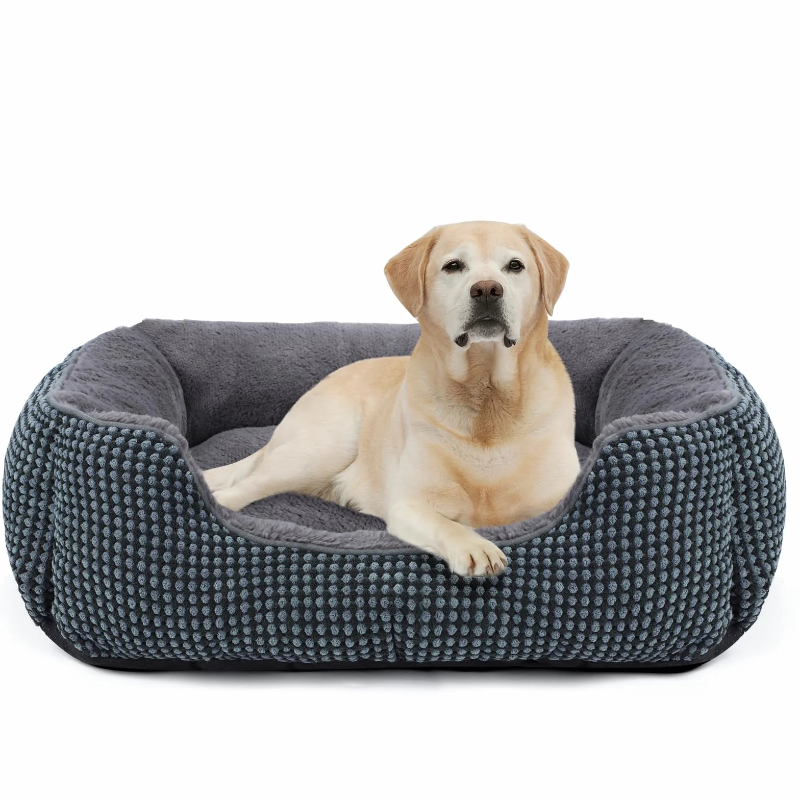 FURTIME Panier pour Chien Moyen, Lit Chien Lavable Duveteux, Antidérapant Coussin Anti-anxiété, 76x61x23cm