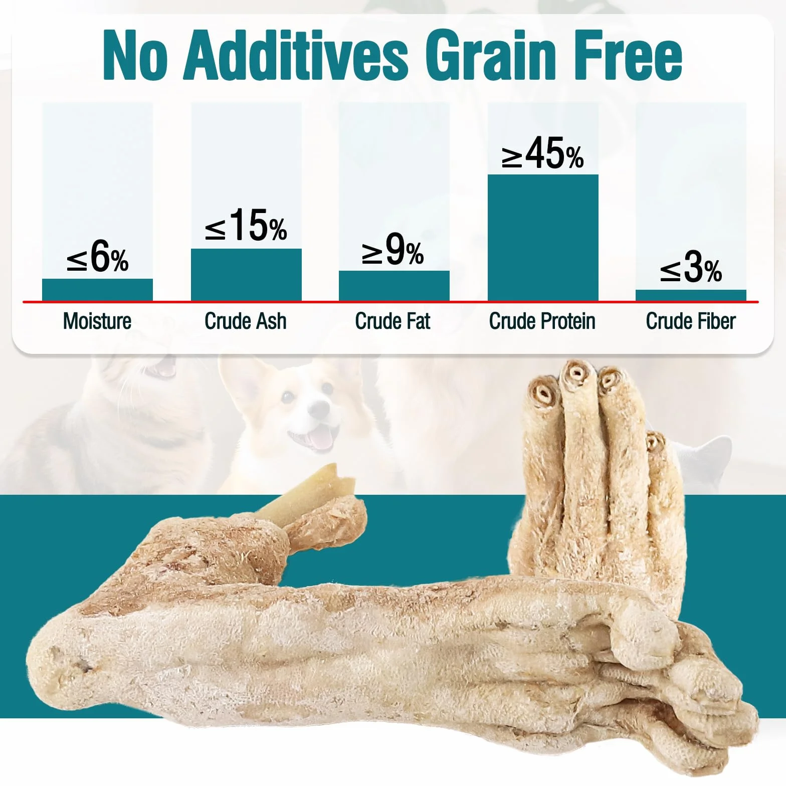 Friandises pour Chiens à Base de Pattes de Lapin lyophilisées Naturelles sans céréales Single-Ingredient 50g