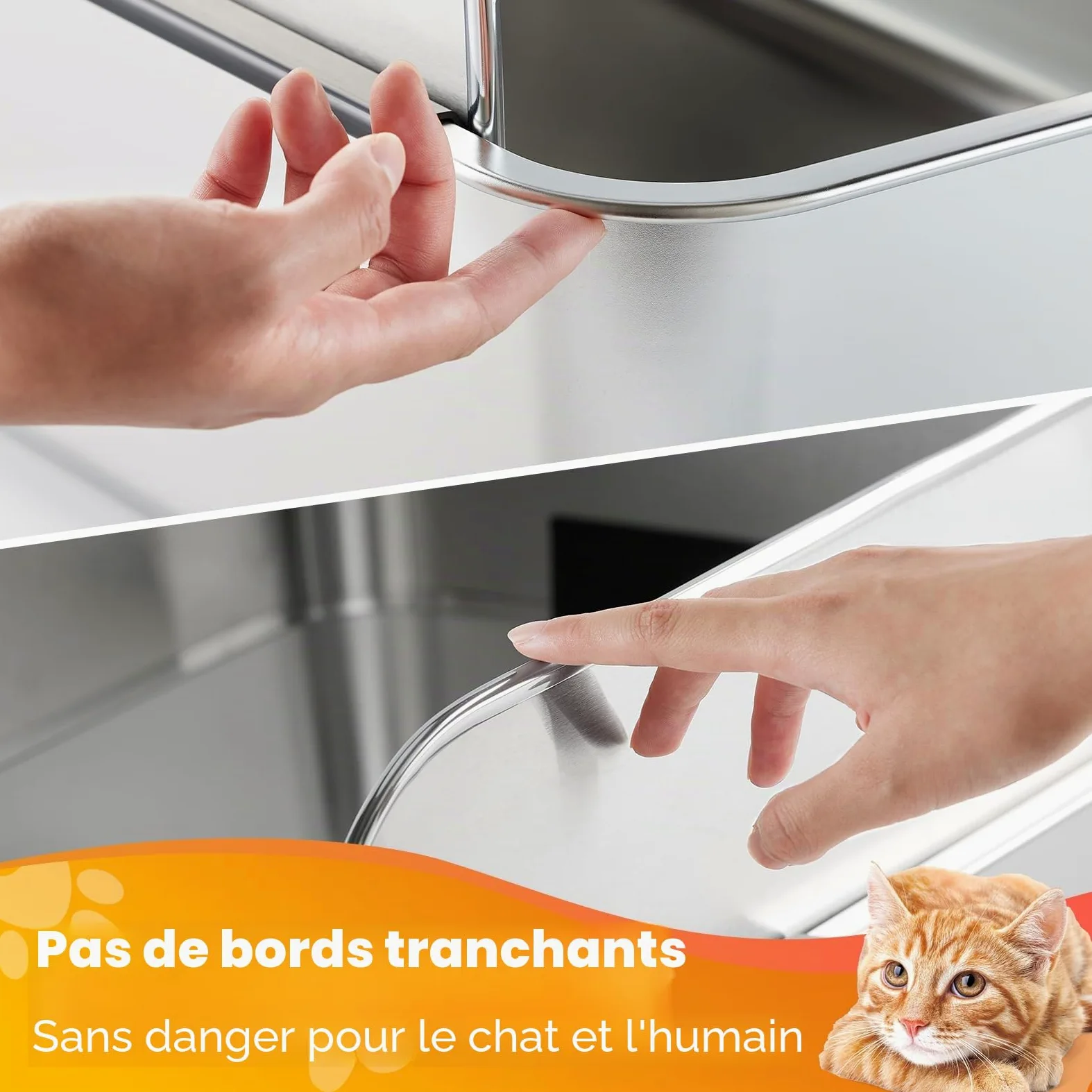 Yangbaga Litiere pour Chat avec Pelle，Bac à litière avec déflecteur，Résistant aux odeurs et Facile à Nettoyer（60 * 40 * 30CM）