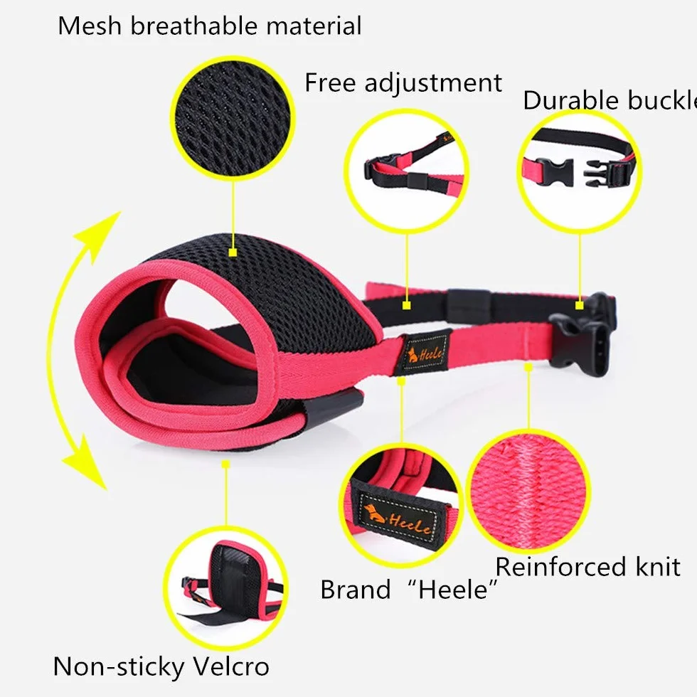 HEELE Muselière Souple Réglable pour Chiens en Nylon - Anti-Aboiement et Anti-Morsure - pour Petits et Moyens Chiens, Noir, M