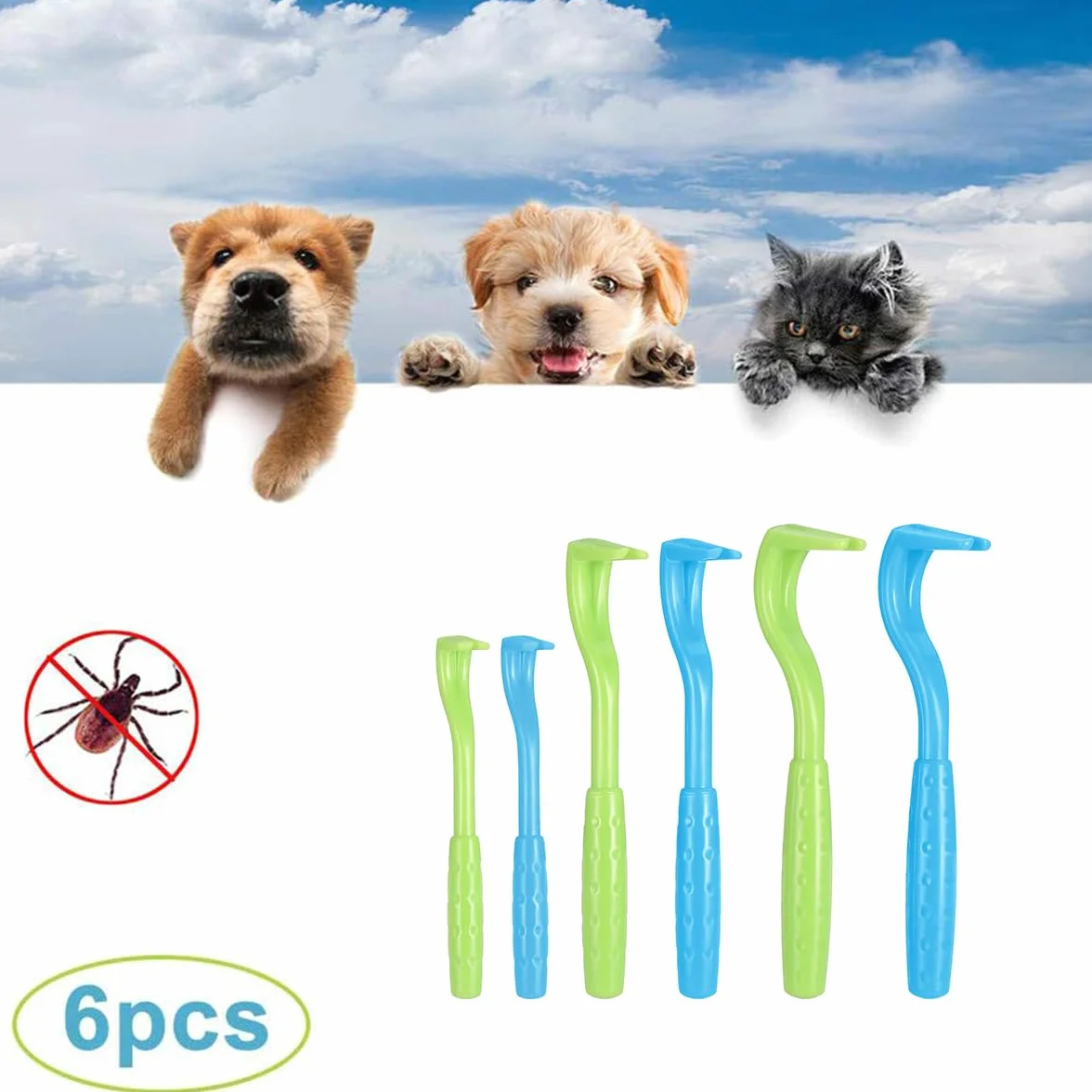 Tire Tique Chien Pince à Tiques 6 PCS pour Humain Chat Homme Enfants Chevaux Anti