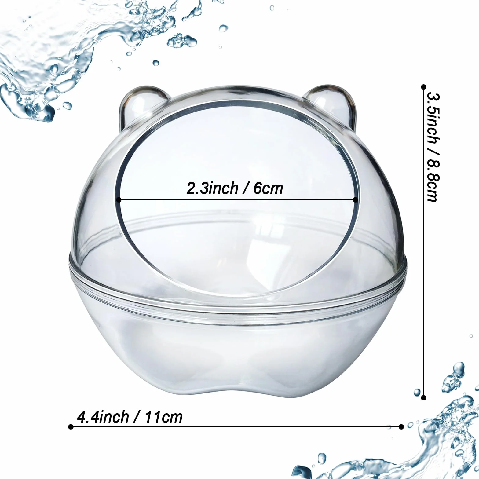 Baignoire pour hamster, boîte de bain de sable pour hamster (taille S 11 x 11 x 8,8 cm)