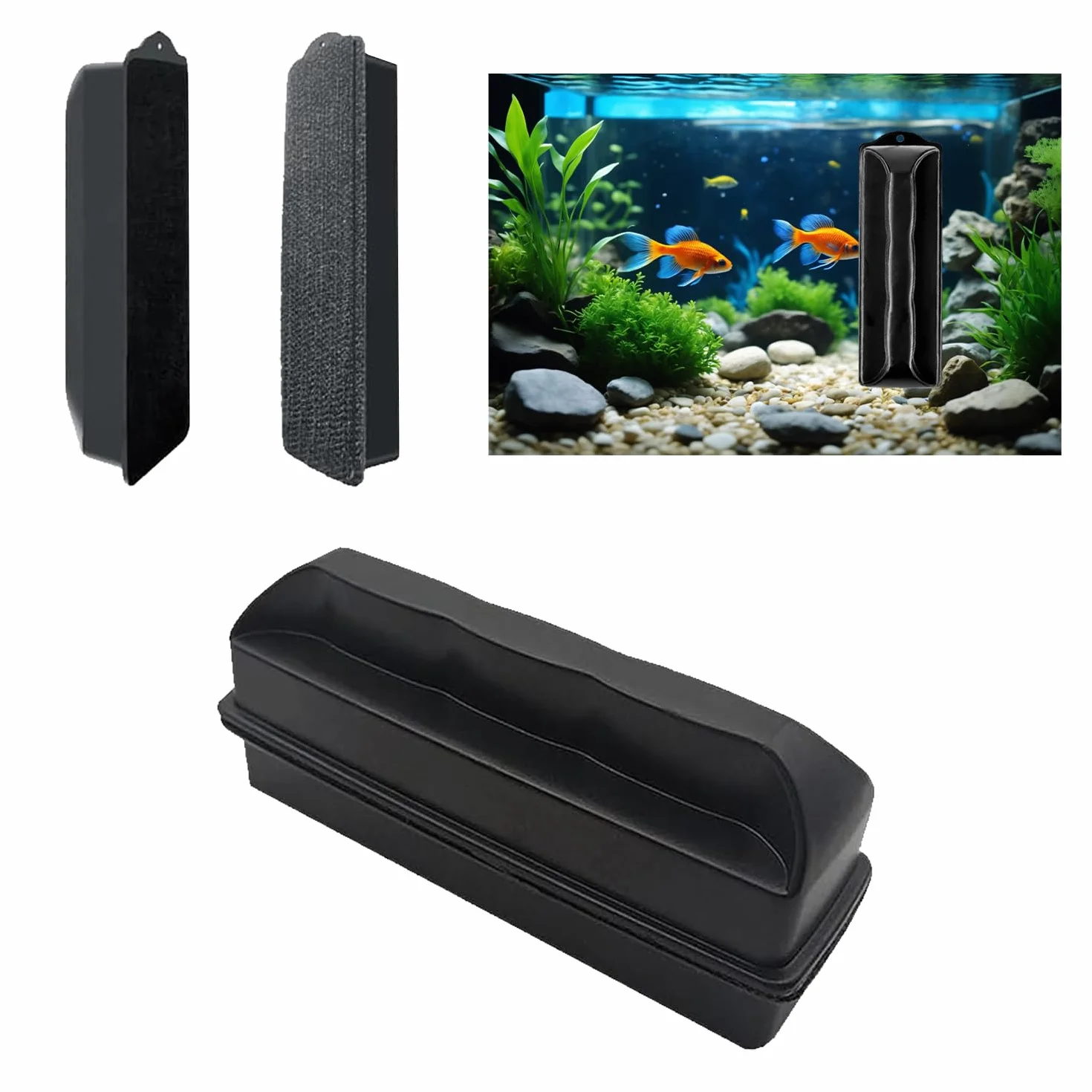 Brosse Magnétique Puissante pour Vitres d'Aquarium, Aimant Nettoyage Vitre, Accessoires Nettoyage Aquarium, Verre 10 mm