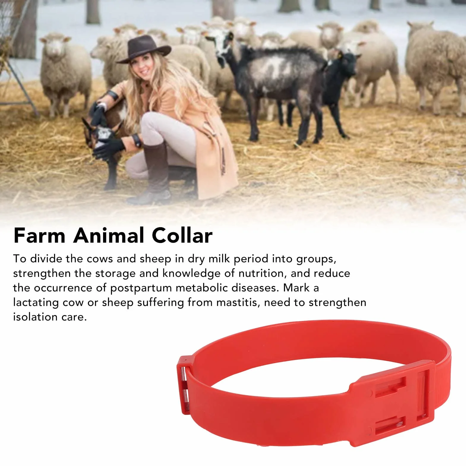 Colliers d'animaux de Ferme, Colliers de Chèvre en PU Multifonctionnels Doux Réglables 10PCS (Rouge)
