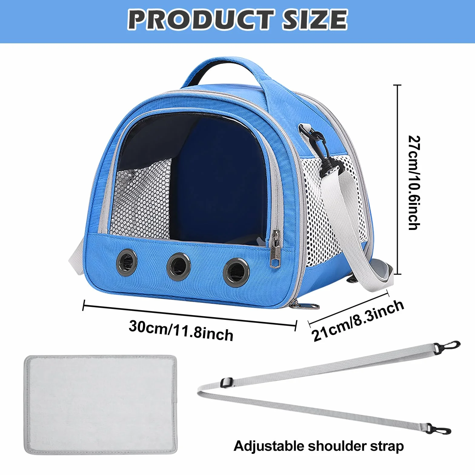 Sac de Transport pour Petits Animaux, Sac Voyage Chat Pliable, Cage Transport Lapin, Bleu