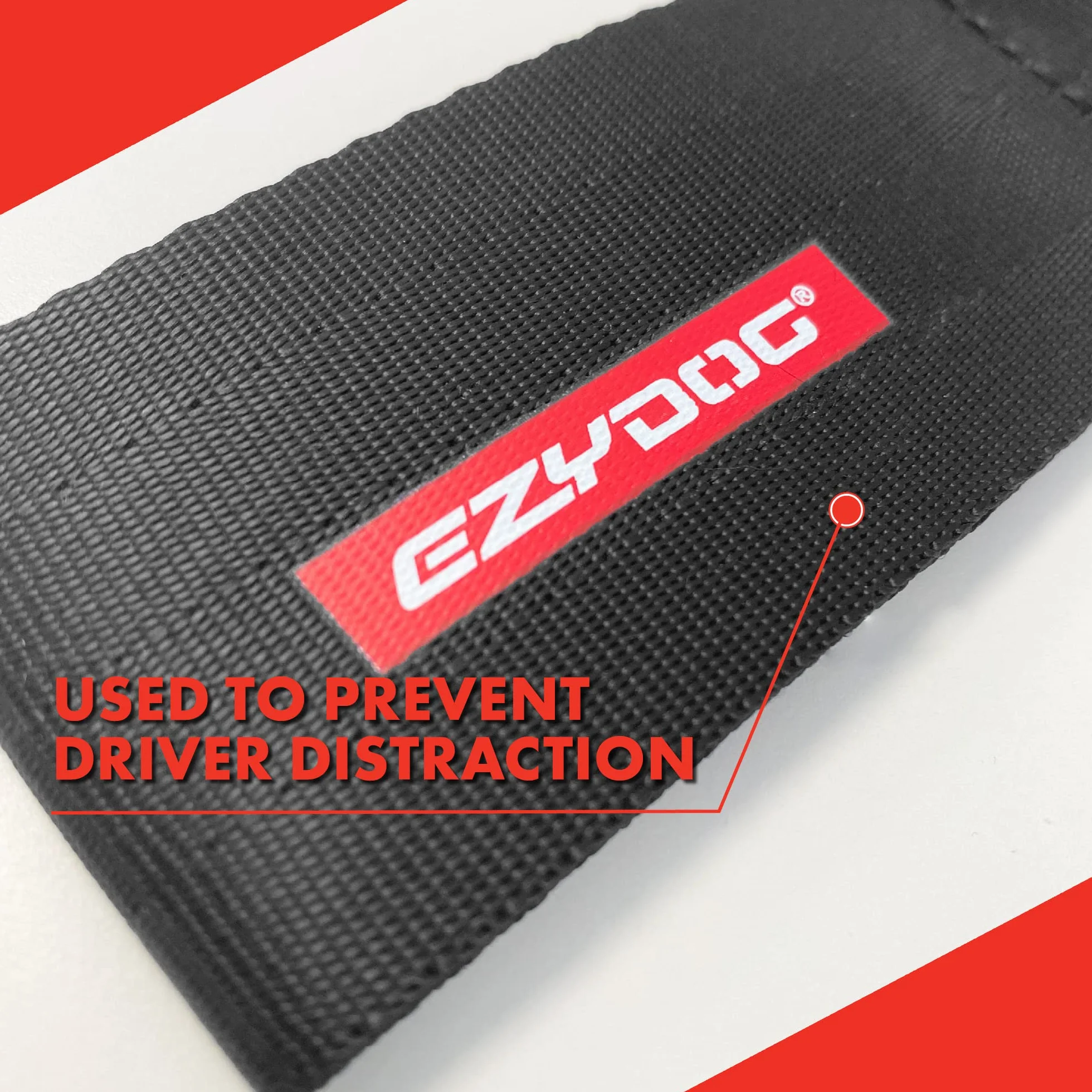 EzyDog Ceinture Chien Voiture – Attache Universelle pour Harnais, Ceinture de sécurité en Nylon Robuste pour Chien en Voiture (Noir)
