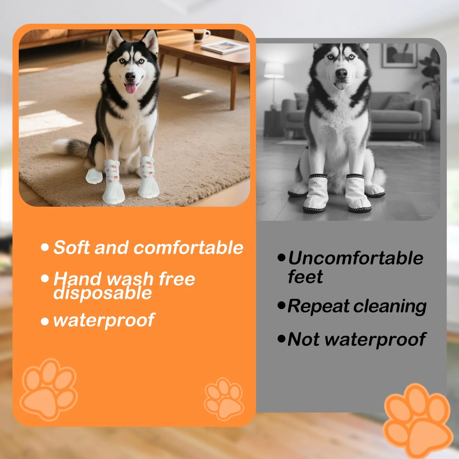 Bottes jetables pour Chien Lot de 20, Bandages Pattes imperméables avec Auto-adhésif (L 17-30 kg)