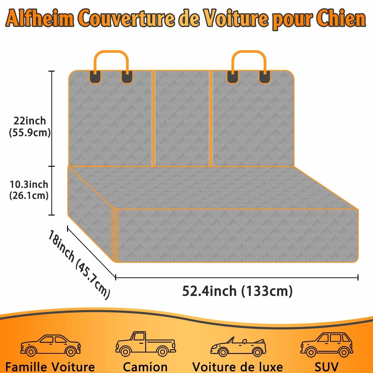 Alfheim Protection Voiture Chien Résistant aux égratignures Imperméable Siège Arrière épaissé Double Couche Anti-dérapage pour Voitures Camions SUV