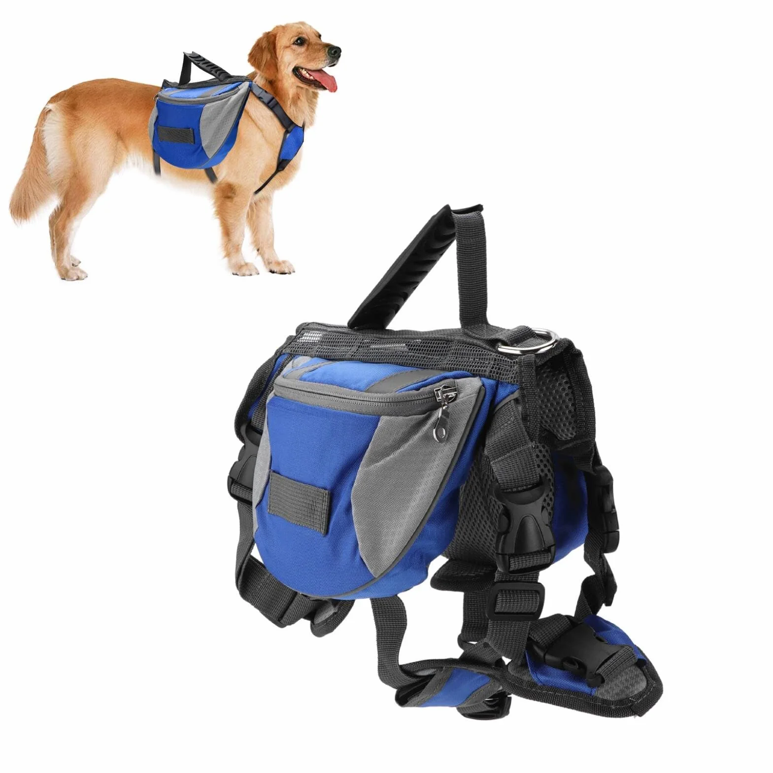 Sac à Dos Chien Cyrank Doggy Backpack Harnais Randonnée Camping Saddle Bag Réfléchissant Grands Chiens