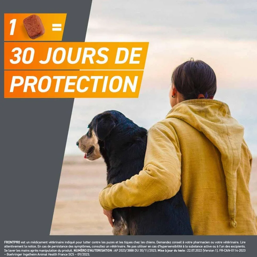 Frontline Frontpro antiparasitaire Grand Chien 10-25kg Puces et Tiques x3 comprimés