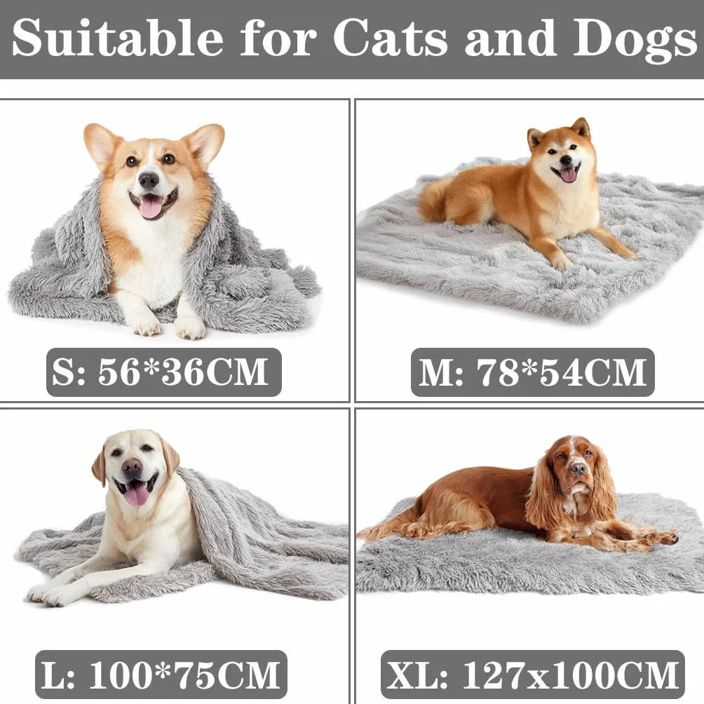 Fausse Fourrure Couverture Animaux Double Face Lavable Chaude Douillette Gris 56×36 cm