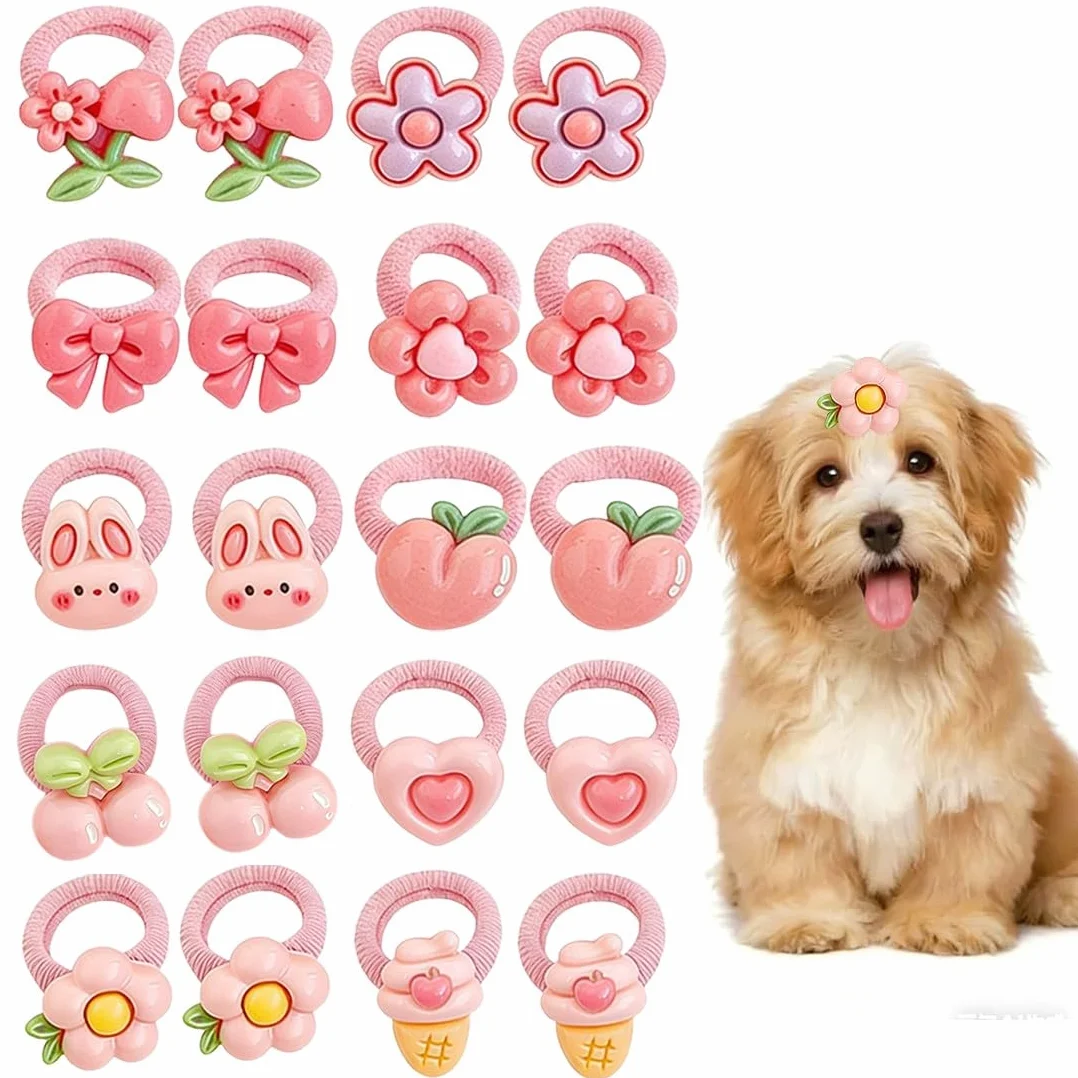 Elastiques Noeud pour Chien, 20pcs Petits Noeuds pour Poils de Chien, Accessoires de Toilettage pour Animaux