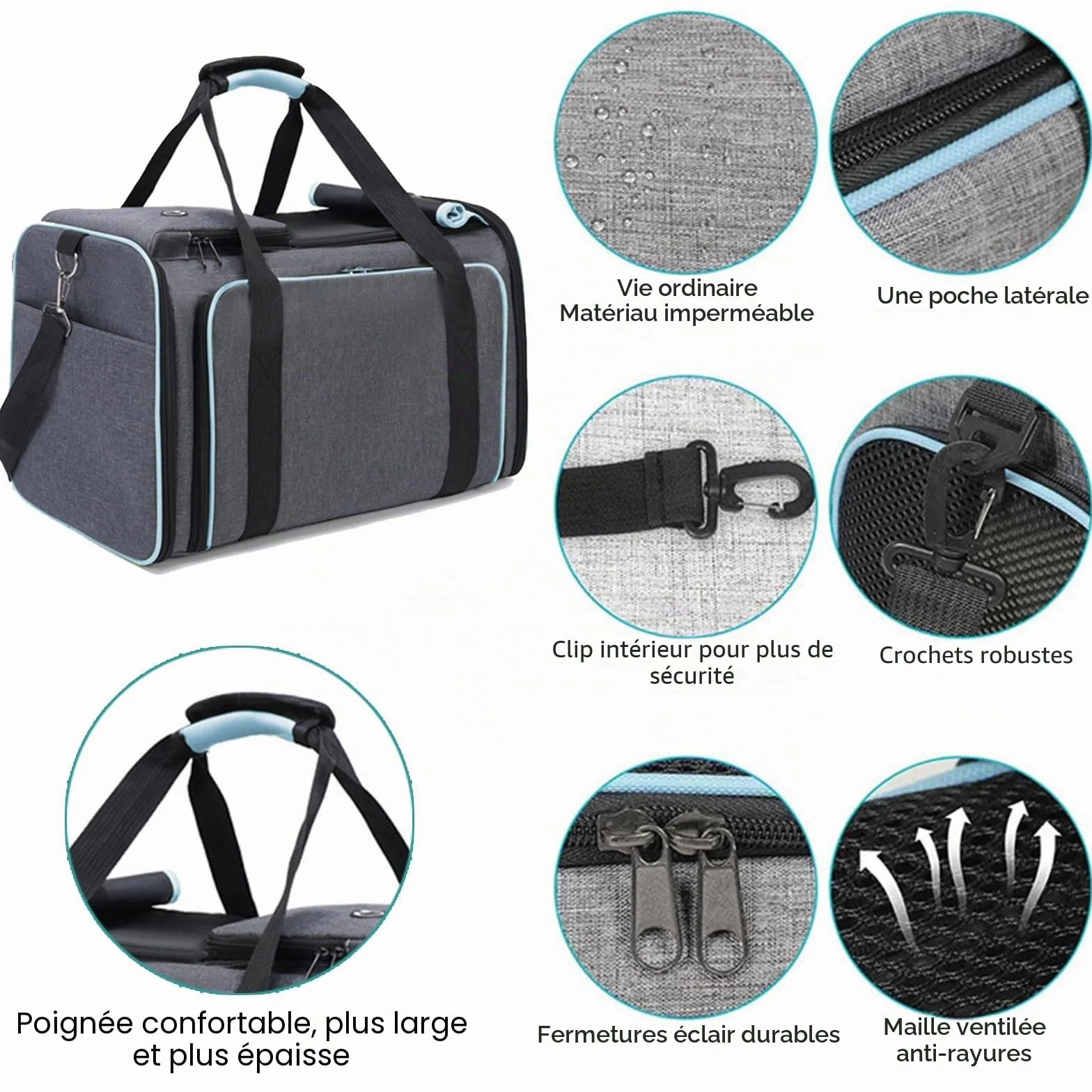 Sac de transport pliable pour chat - Respirant - Avion, voiture, voyage - Petits chiens
