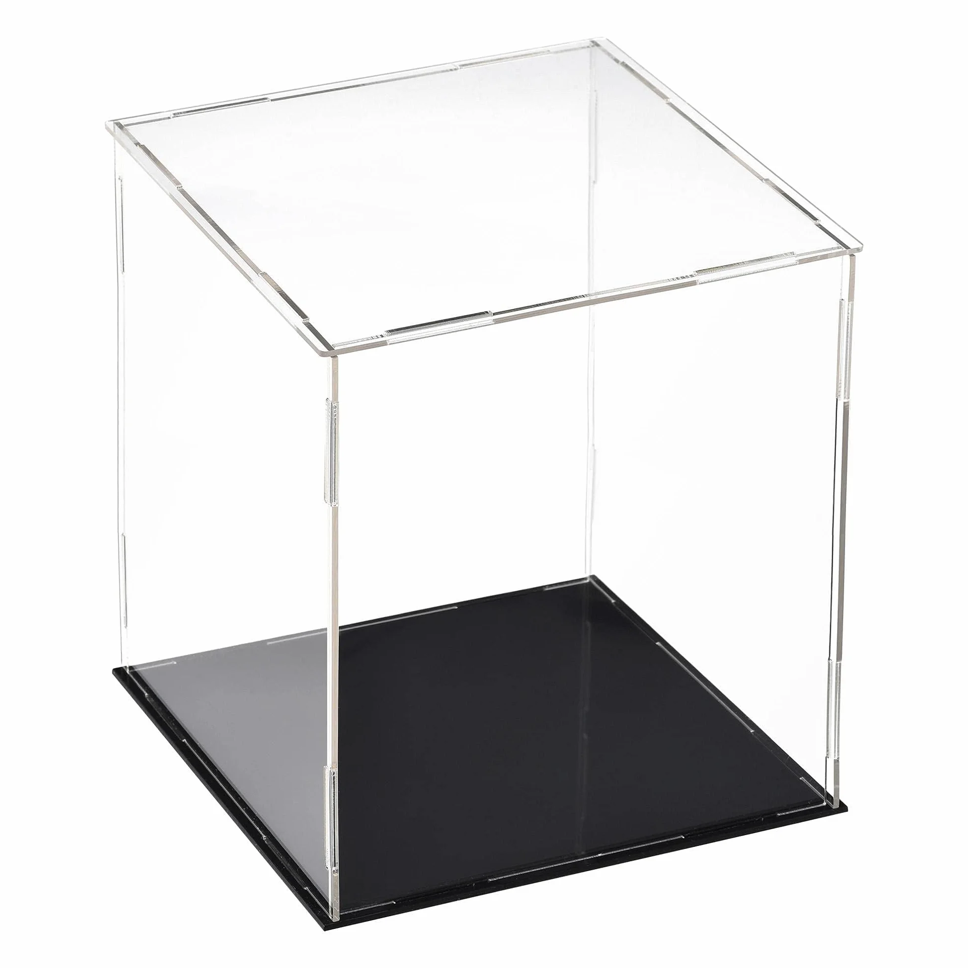 TA-VIGOR Vitrine d'Exposition en Acrylique Clair 25 x 25 x 30cm avec Socle Noir - Protection Anti-Poussière pour Figurines