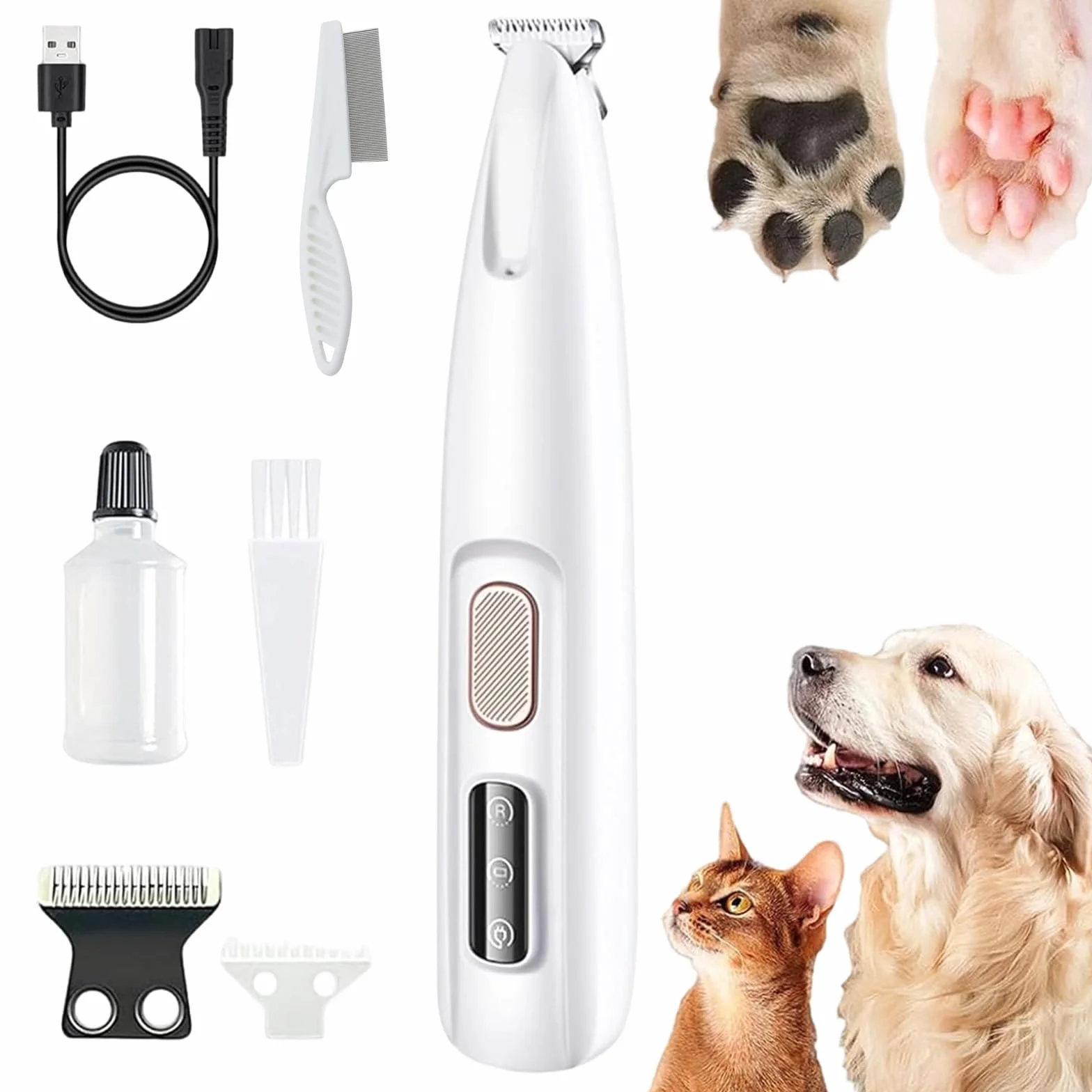 Tondeuse de Toilettage GrosMatou Silencieuse Rechargeable USB LED Étanche Compacte