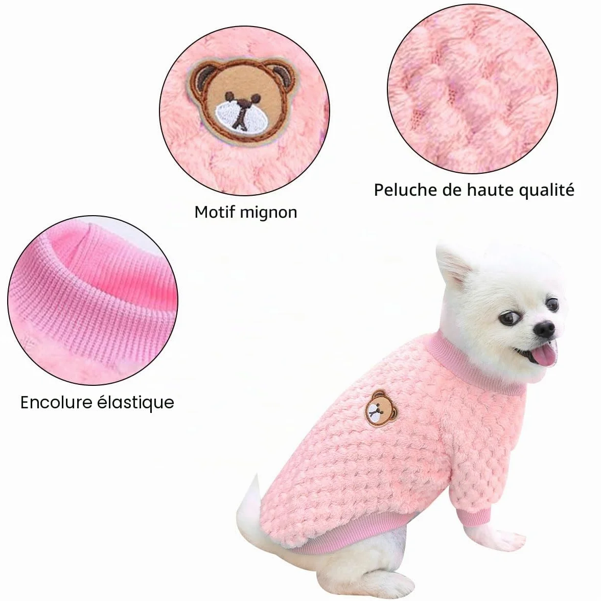 Pull Polaire Chien Chat Manteau Hiver Chaud L Rose