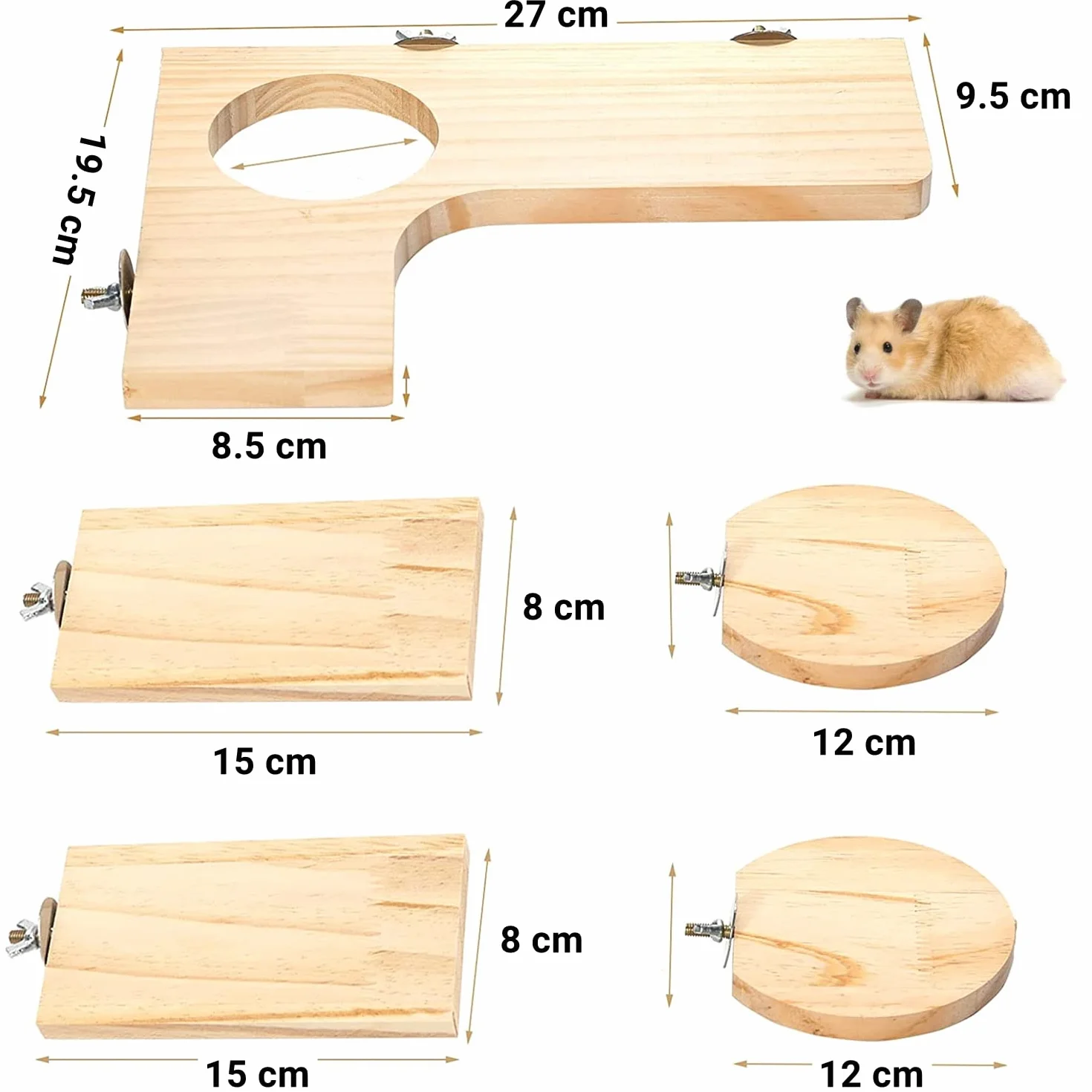 Lot de 5 Planches à Ressort pour Hamster Chinchilla Plate-Forme pour Écureuil Oiseau écureui Planeur de Sucre Planche de Support en Bois pour Petits Animaux(L)