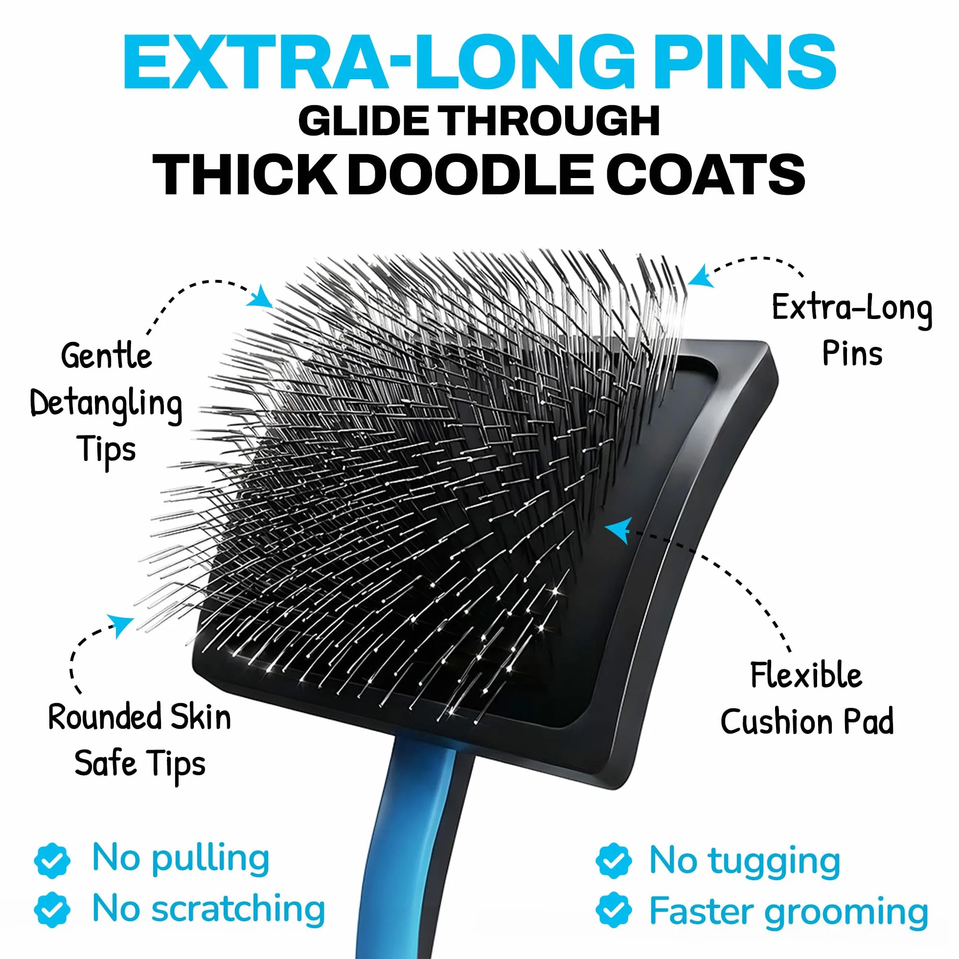 The Doodle Brush Brosse de Toilettage pour Chiens en Acier Inoxydable Peigne Métallique Démêle et Élimine Nœuds