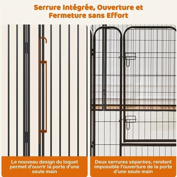Yaheetech Parc pour Chiens 8 Panneaux 80 cm Hauteur Cage Chenil Chien avec Serrure Fils métalliques 8 mm