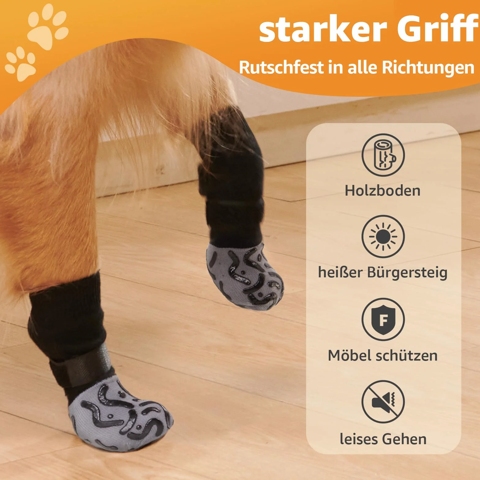 PICK FOR LIFE Chaussettes antidérapantes pour chien Lot de 2 paires avec fermeture réglable Protection des pattes contrôle de traction