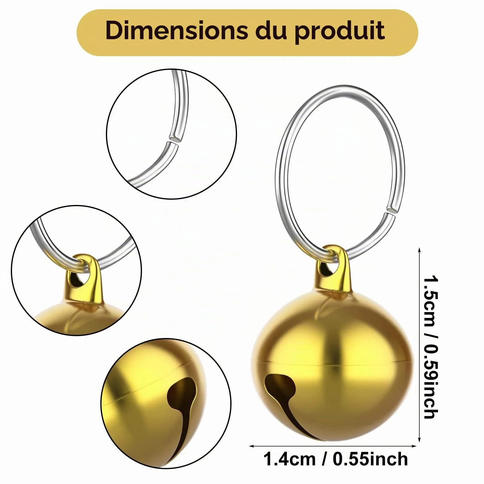 Lot de 24 cloches en métal pour chien et chat - Avec boucles - Pendentif puissant - Accessoire pour animaux de compagnie - Ne perdez pas vos breloques d'entraînement pour animaux de compagnie